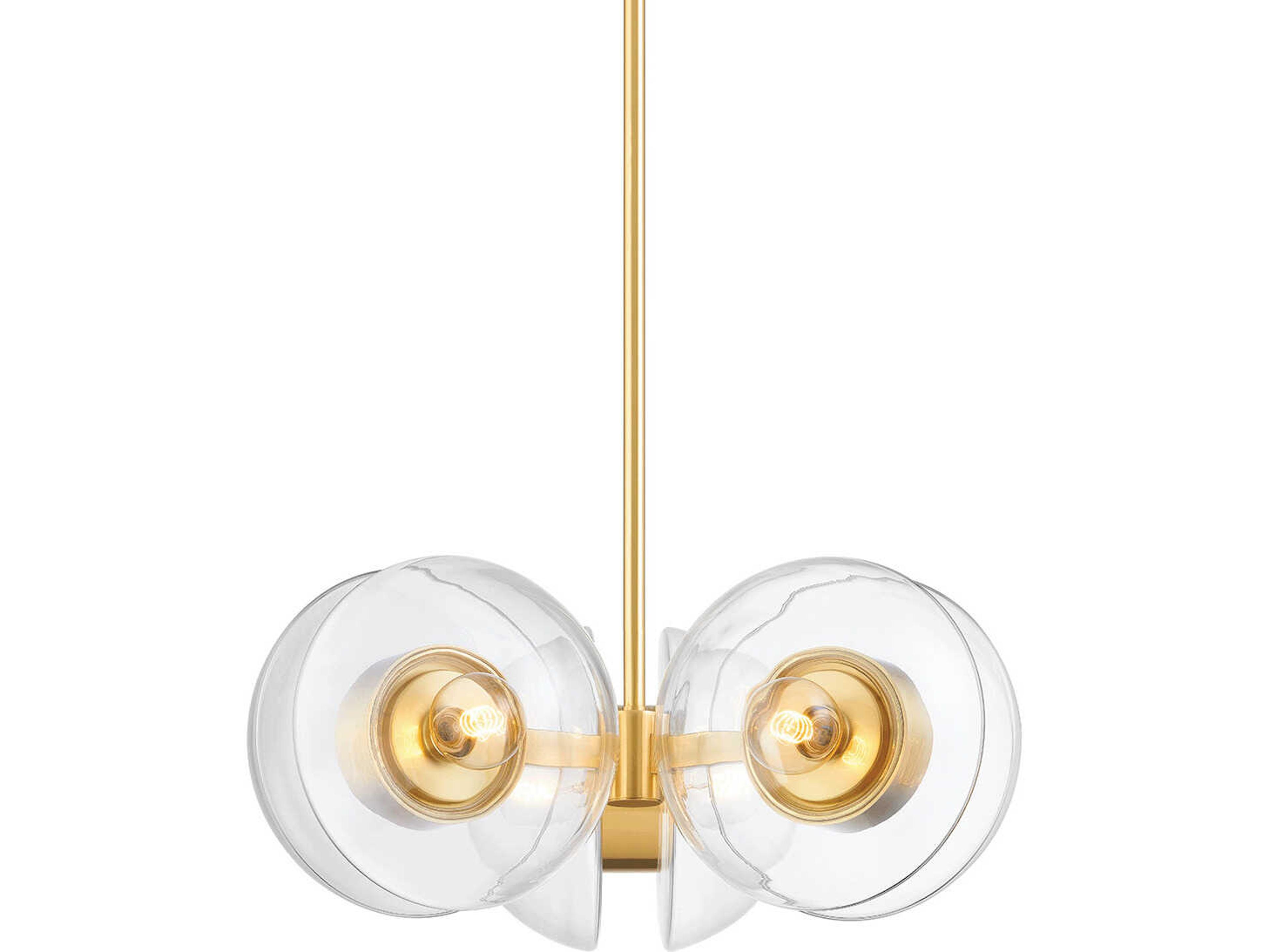 Kert 6-Light Aged Brass Glass Round Chandelier