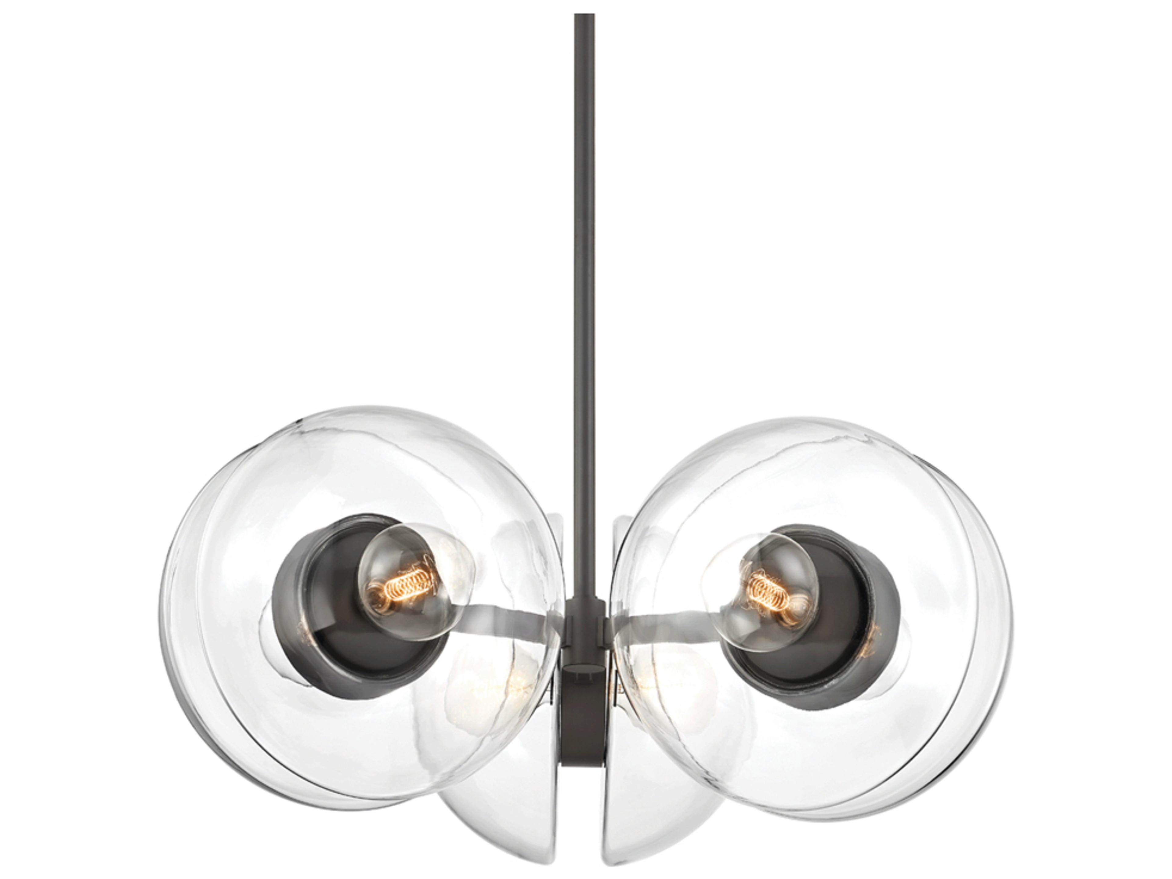 Kert 6-Light Black Brass Glass Round Chandelier