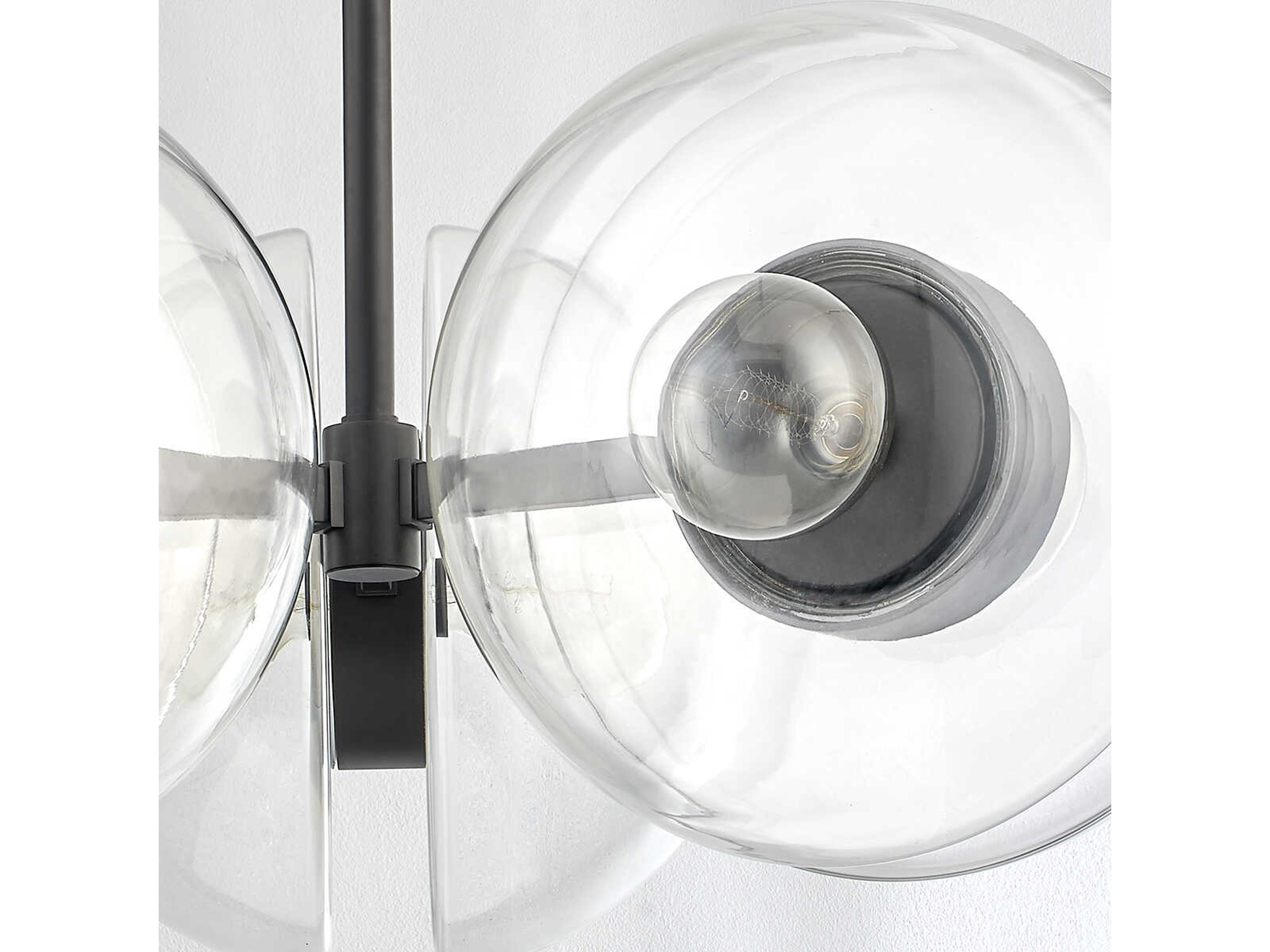 Hudson Valley Kert 6-Light Black Brass Glass Round Chandelier