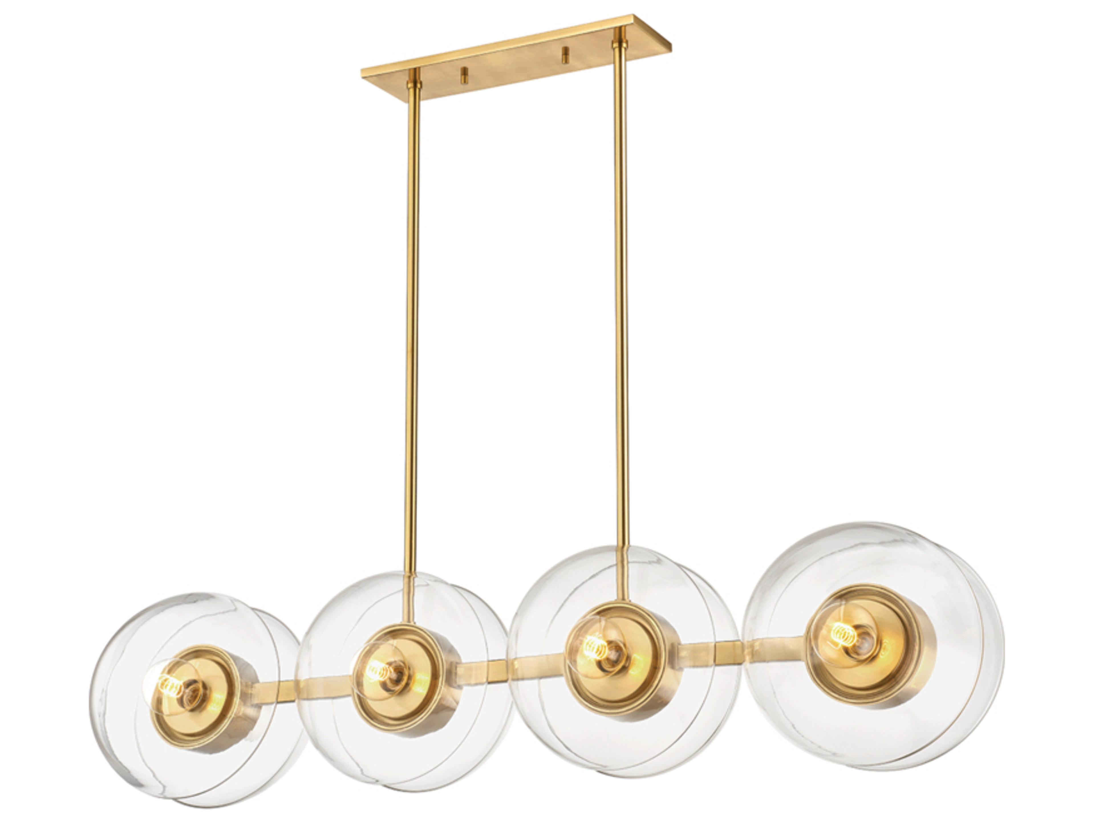 Kert 8-Light Aged Brass Glass Round Island Pendant