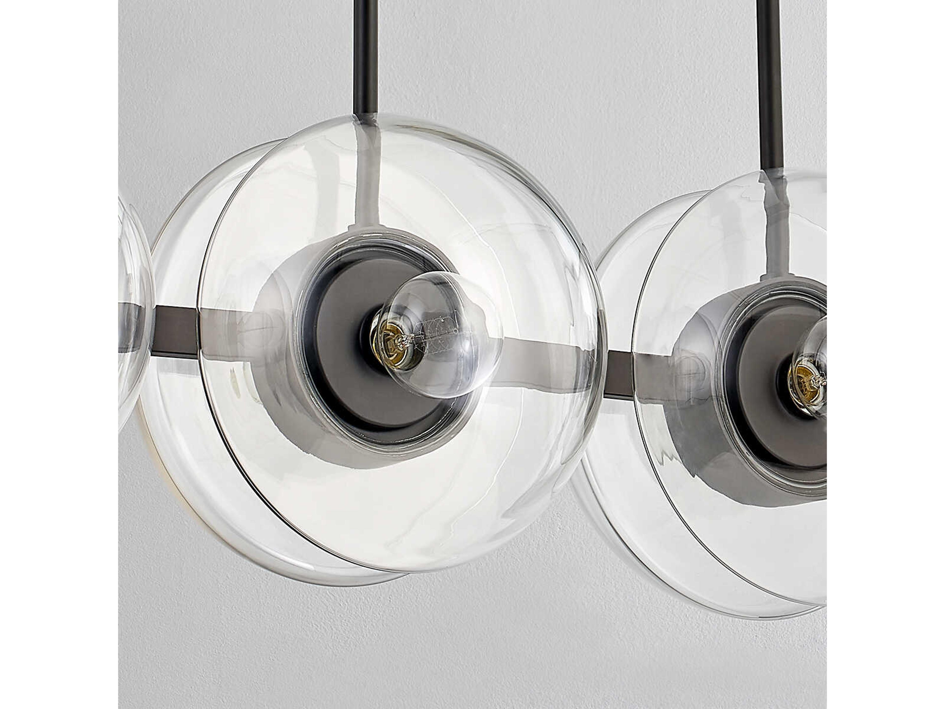 Hudson Valley Kert 8-Light Black Brass Glass Linear Round Island Pendant