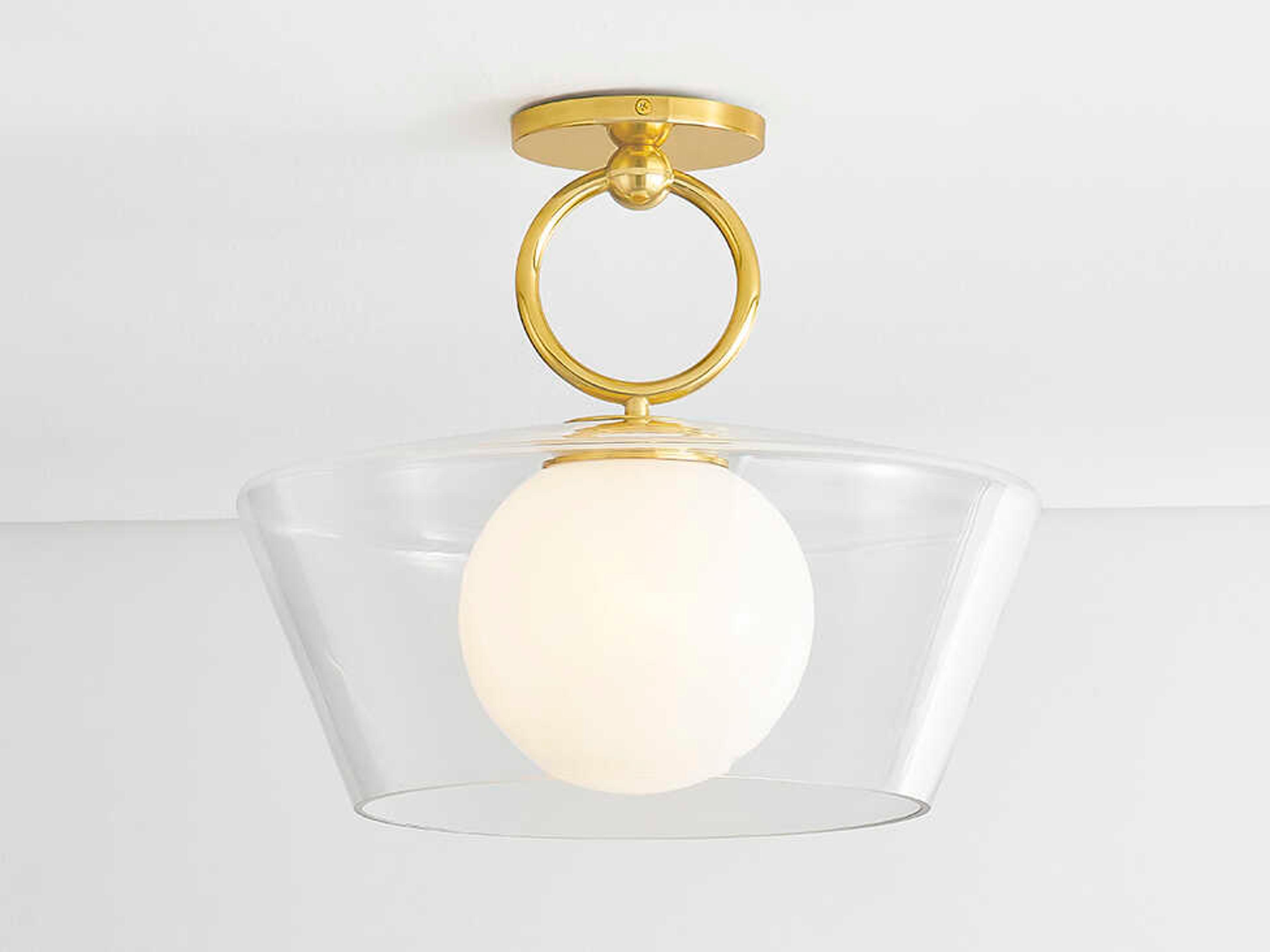 Hudson Valley Elmsford 1-Light Aged Brass Semi Flush Mount