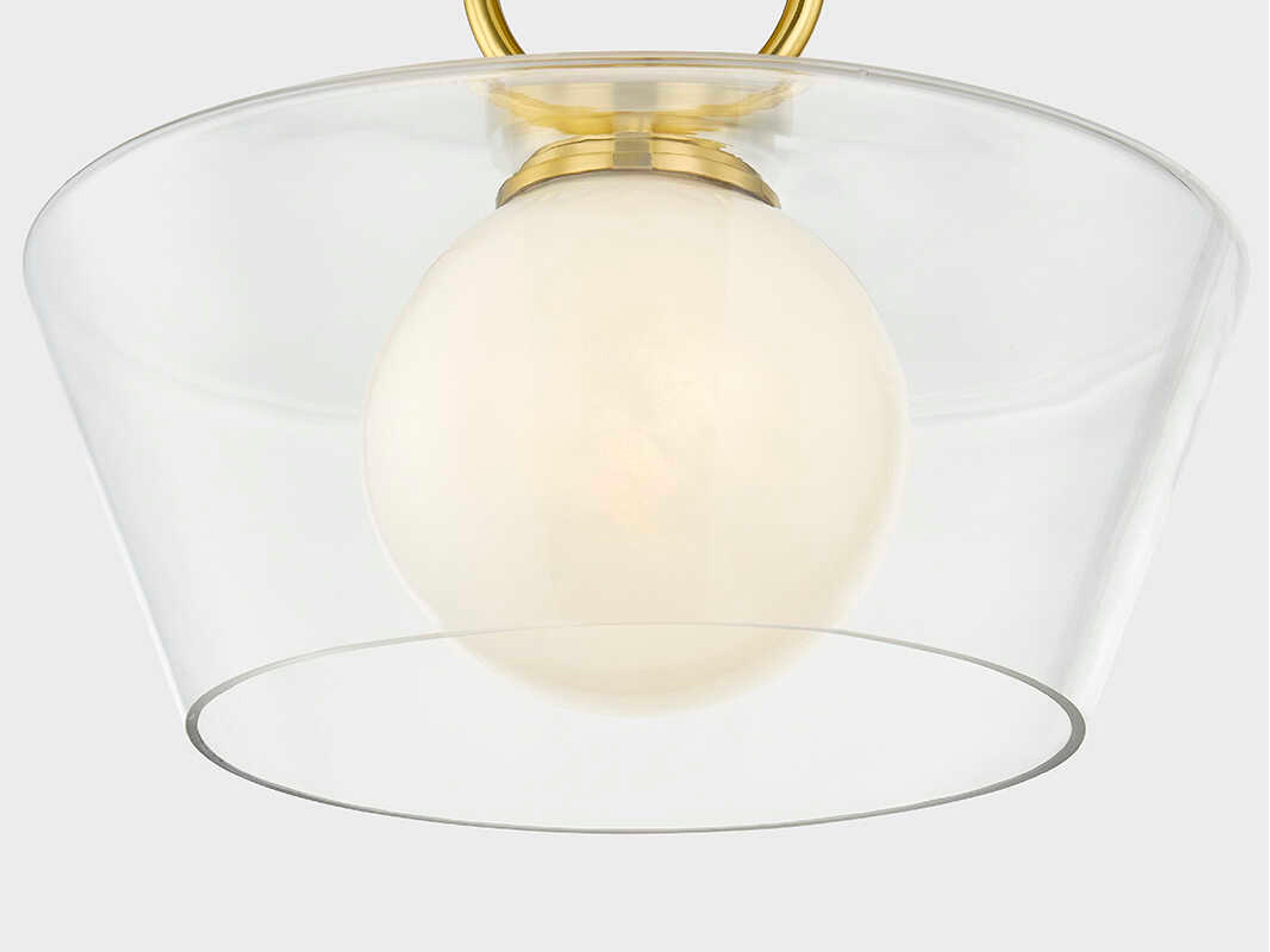 Hudson Valley Elmsford 1-Light Aged Brass Semi Flush Mount