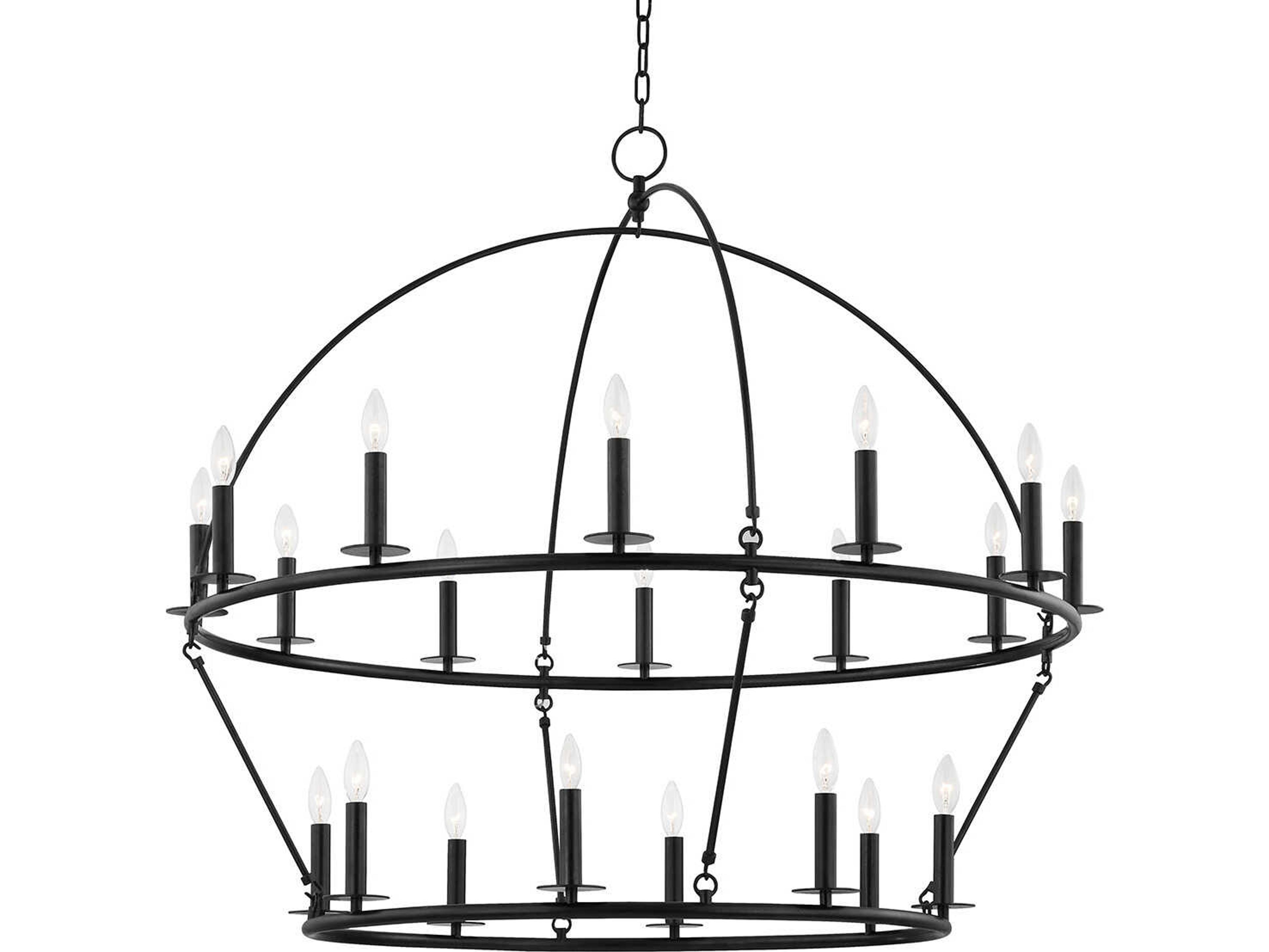 Howell 20-Light Aged Iron Black Candelabra Round Tiered Chandelier