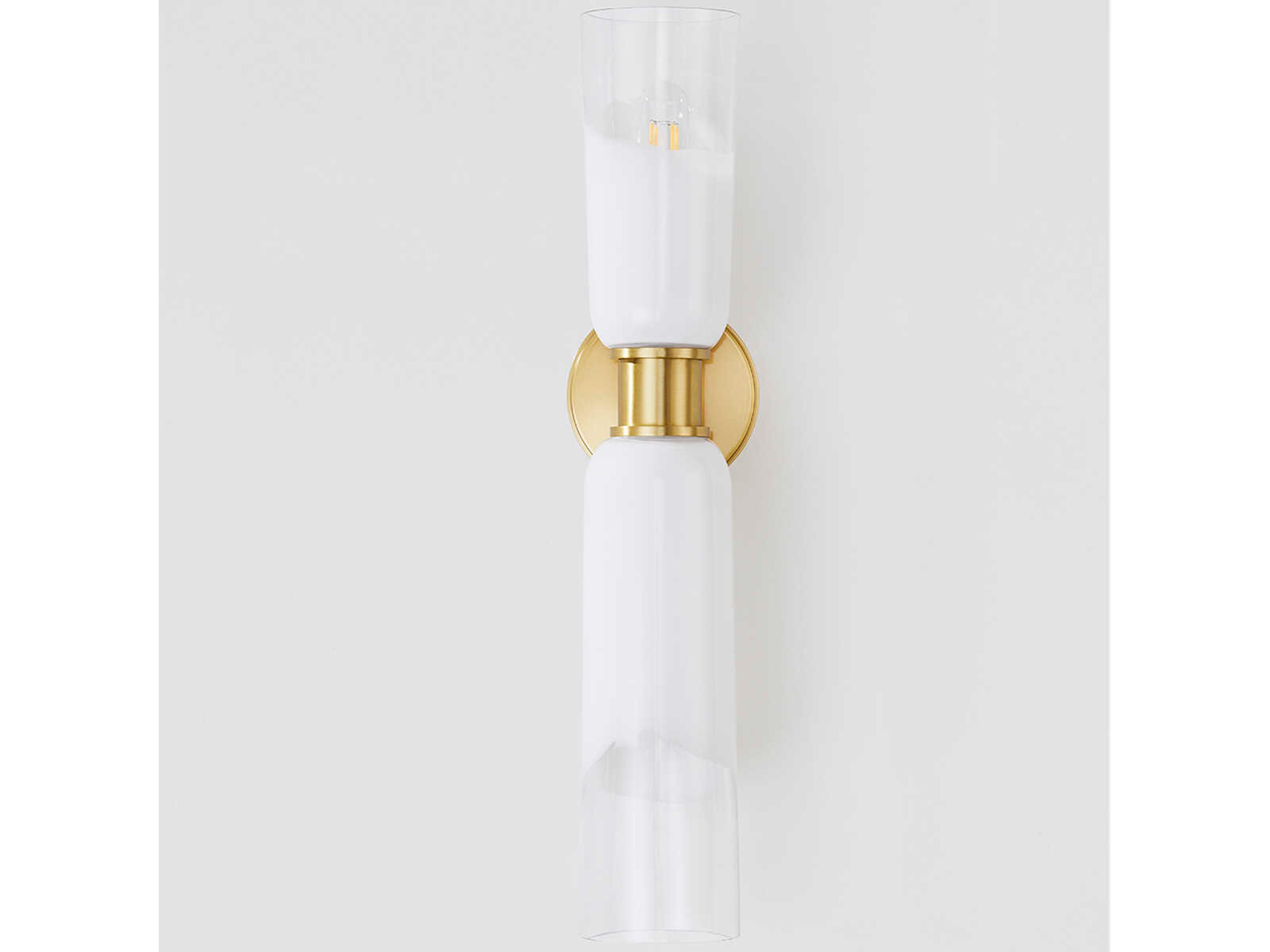 Hudson Valley Wasson 2-Light Aged Brass Glass Wall Sconce