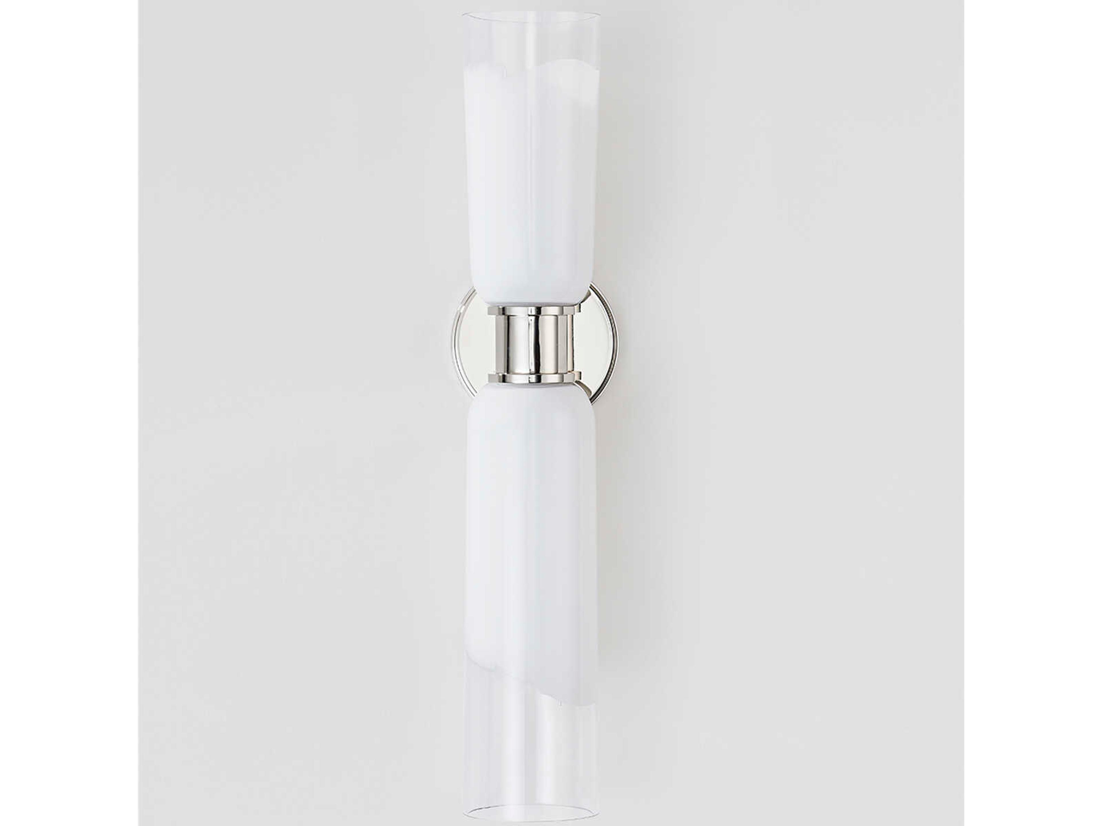 Hudson Valley Wasson 2-Light Polished Nickel Glass Wall Sconce
