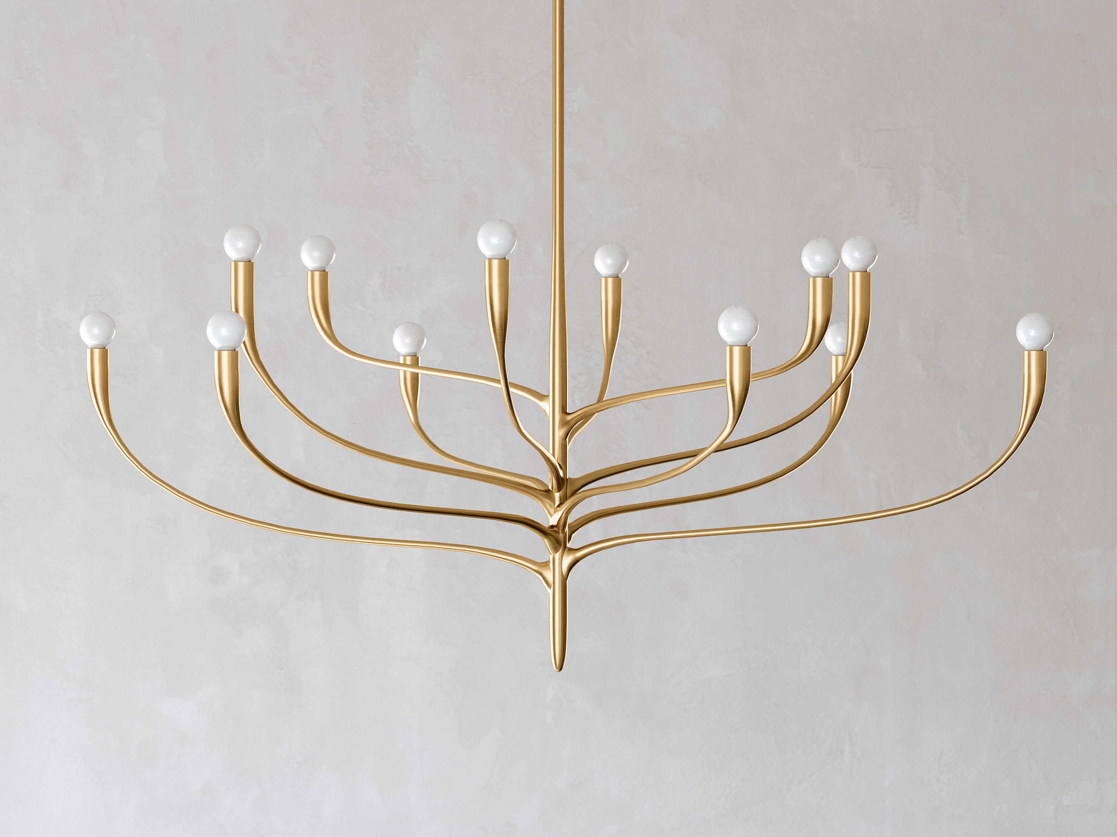Hudson Valley Labra 12-Light Vintage Gold Leaf Chandelier