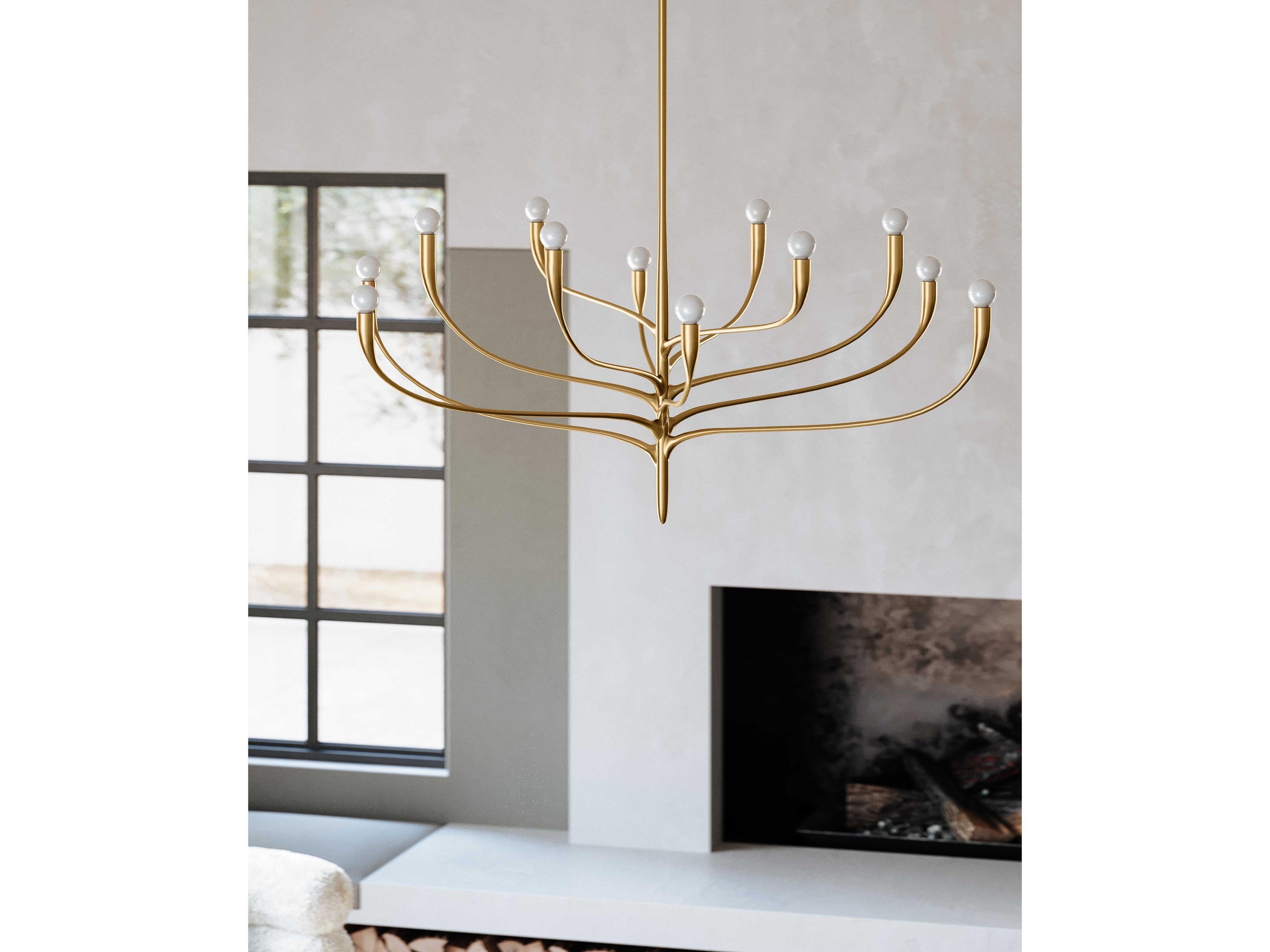 Hudson Valley Labra 12-Light Vintage Gold Leaf Chandelier