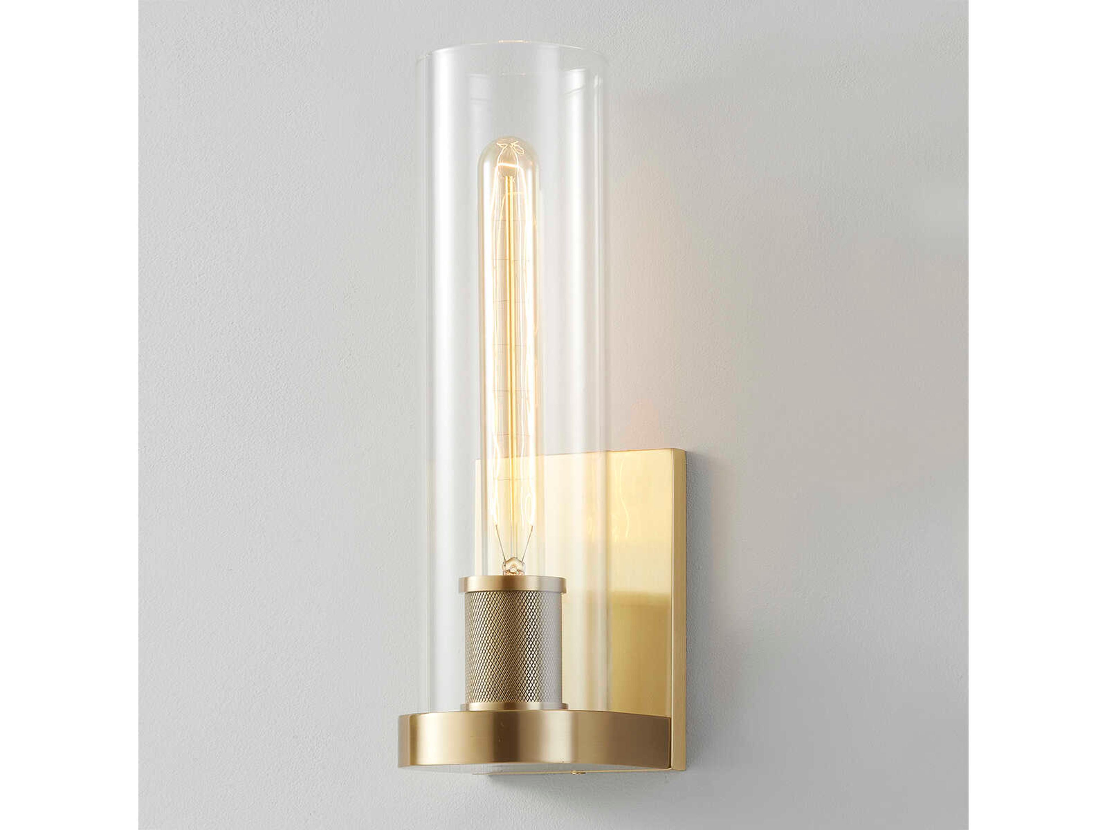 Hudson Valley Porter 1-Light Aged Brass Glass Wall Sconce