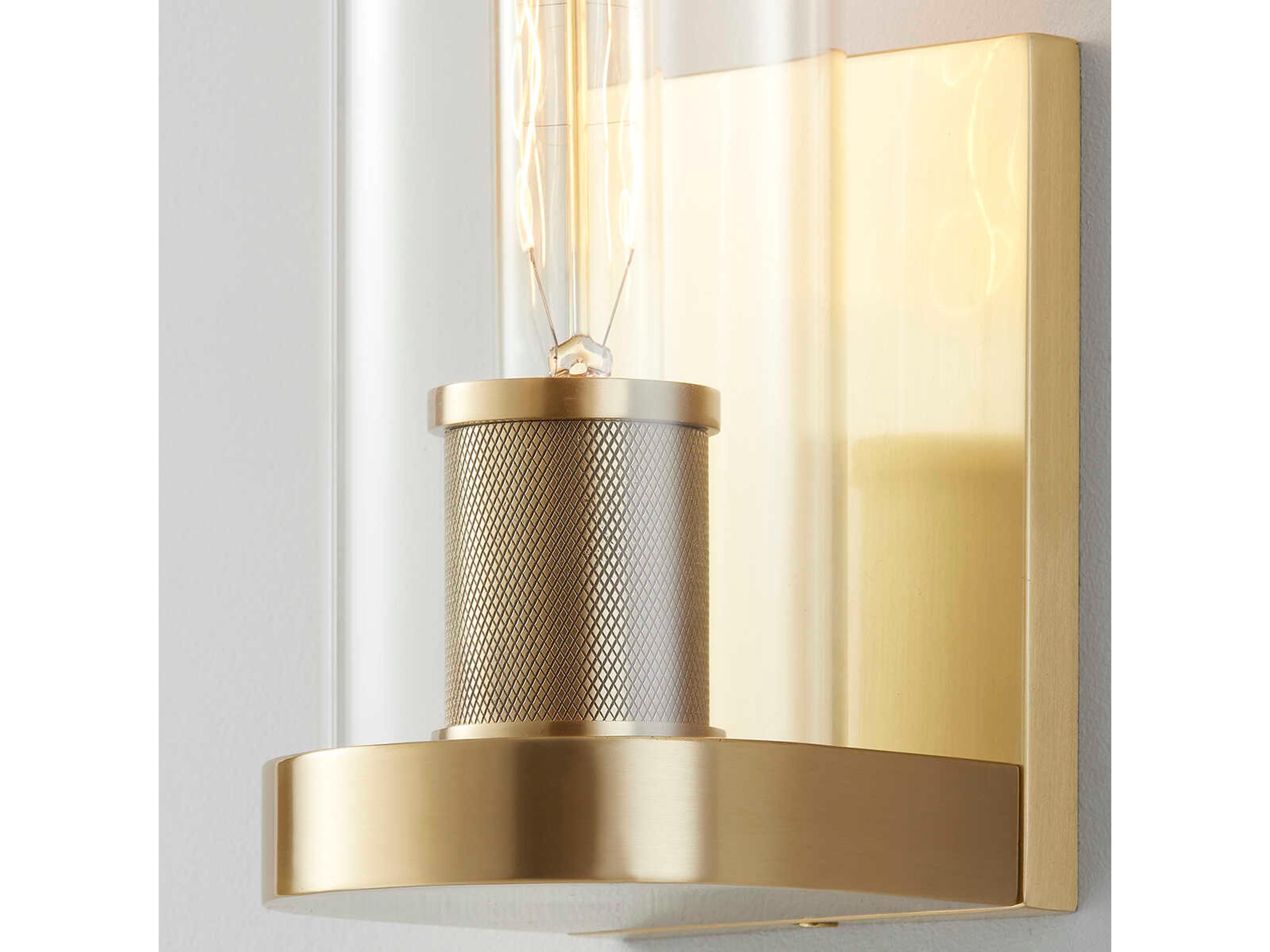 Hudson Valley Porter 1-Light Aged Brass Glass Wall Sconce