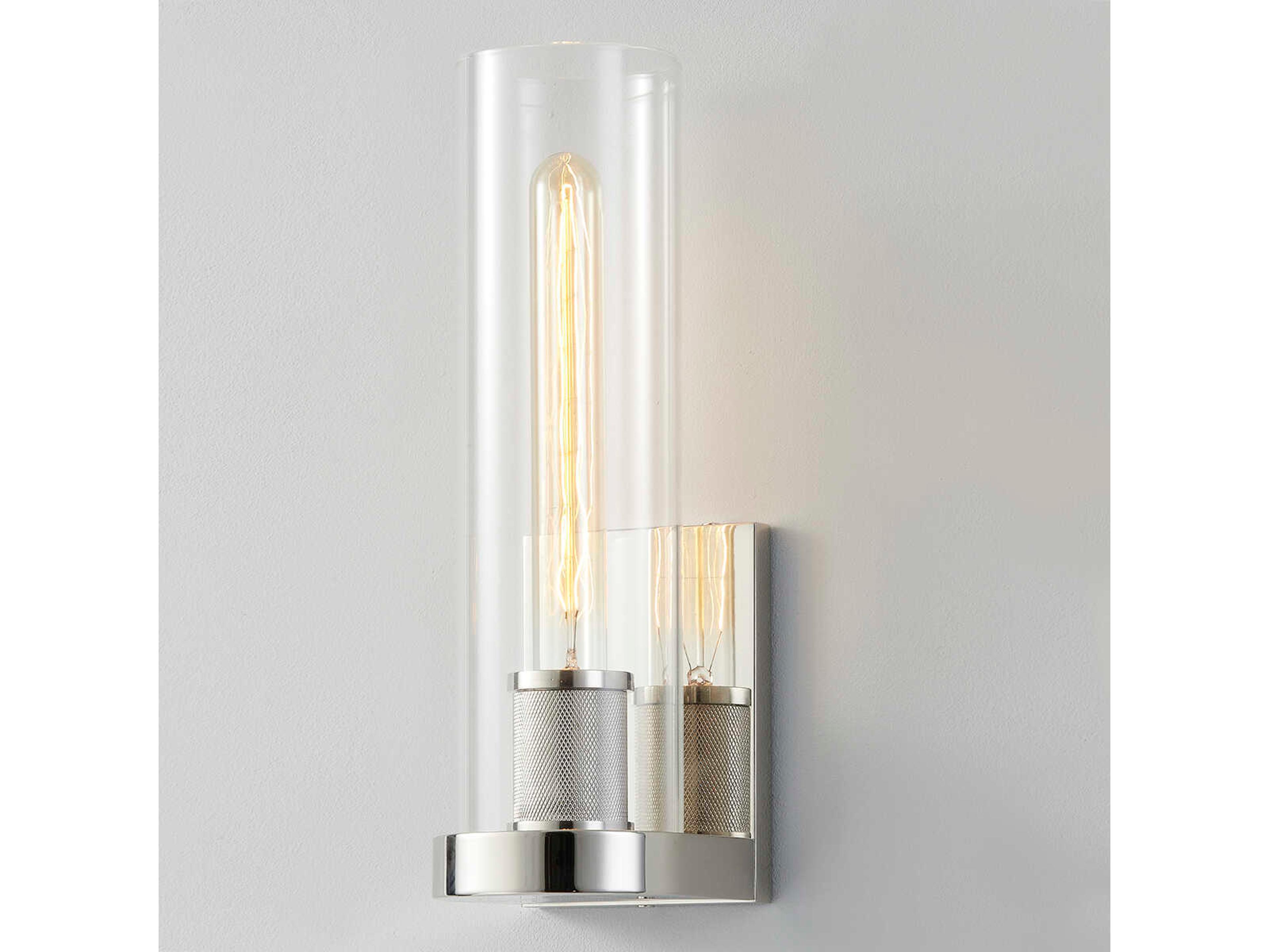Hudson Valley Porter 1-Light Polished Nickel Glass Wall Sconce
