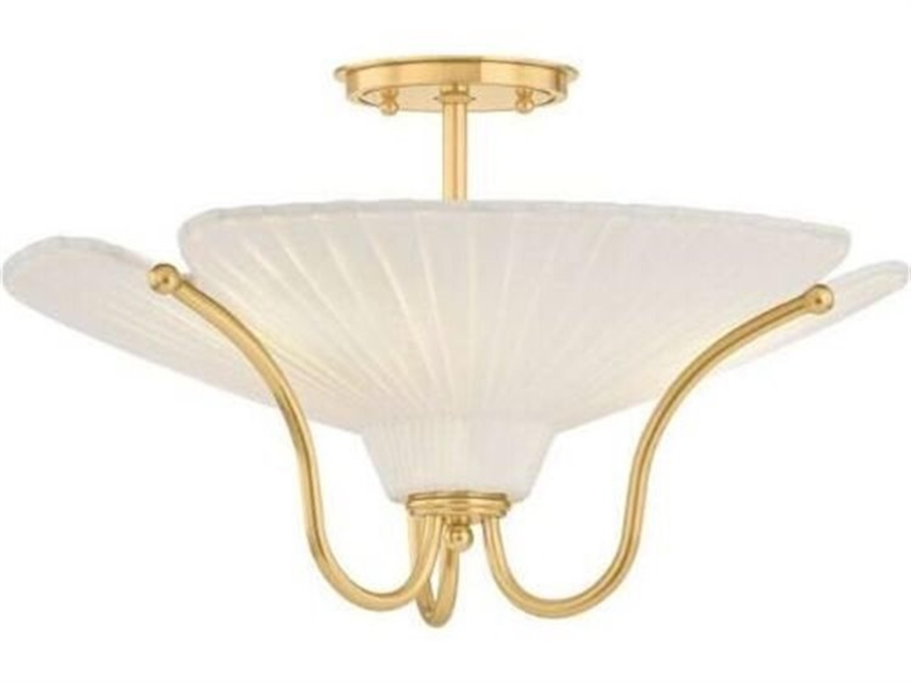 Gerhard 3-Light Aged Brass Bowl Semi Flush Mount