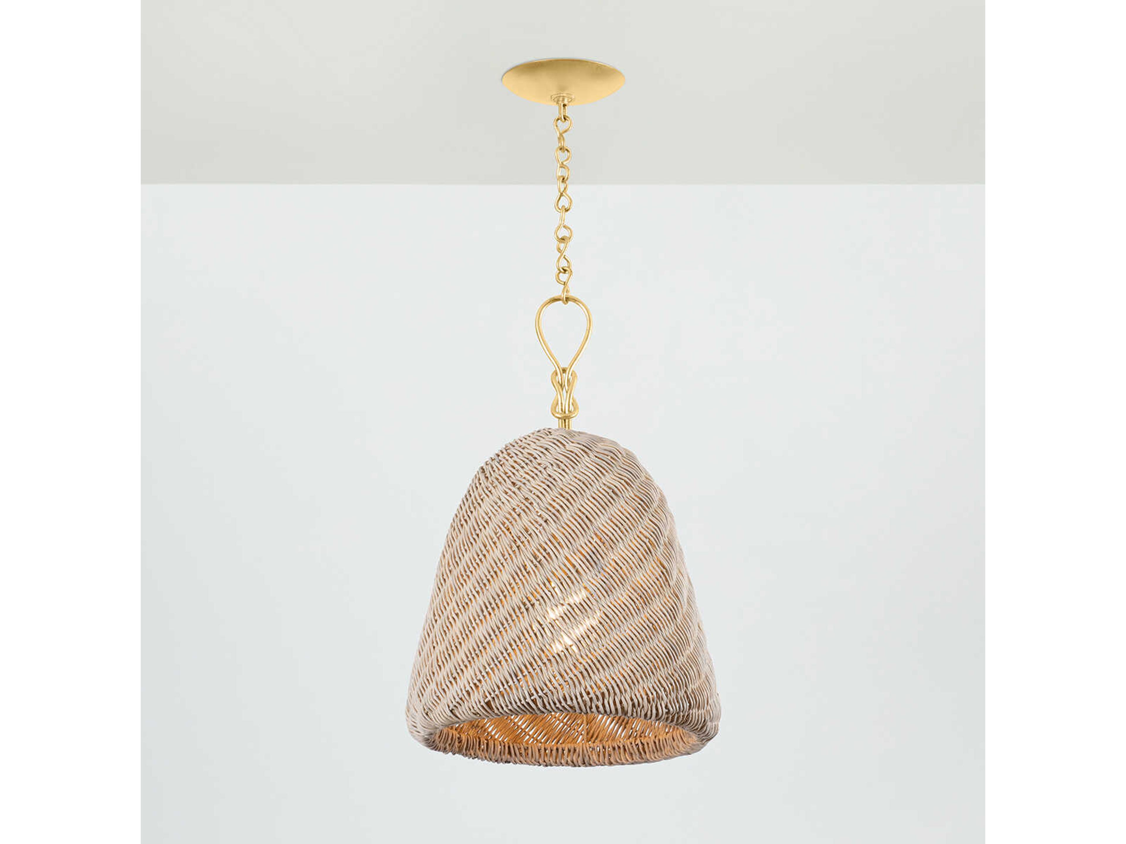 Hudson Valley Reina 1-Light Gold Leaf Gray Bell Pendant