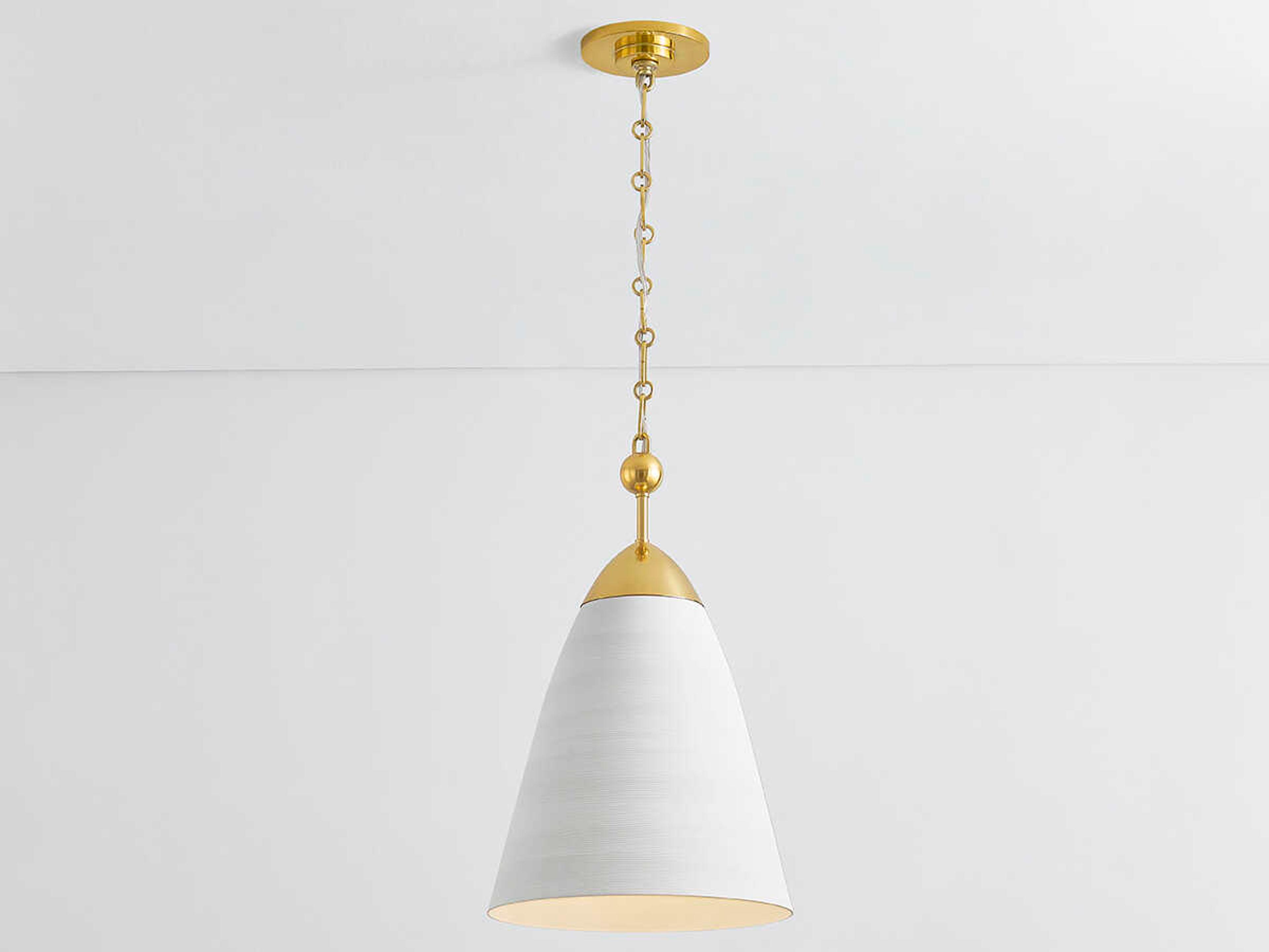 Hudson Valley Bronson 1-Light Aged Brass White Plaster Pendant