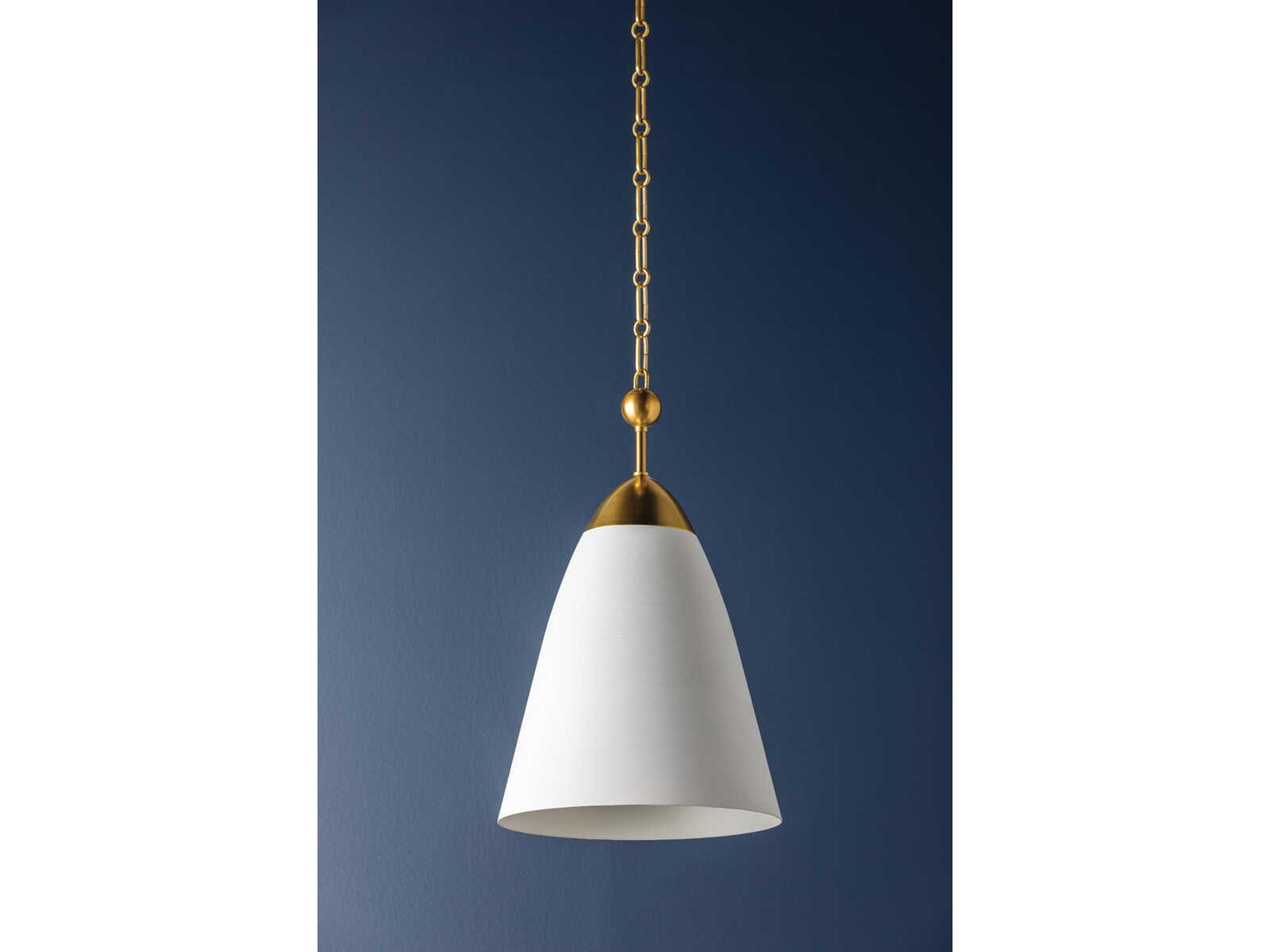 Hudson Valley Bronson 1-Light Aged Brass White Plaster Pendant