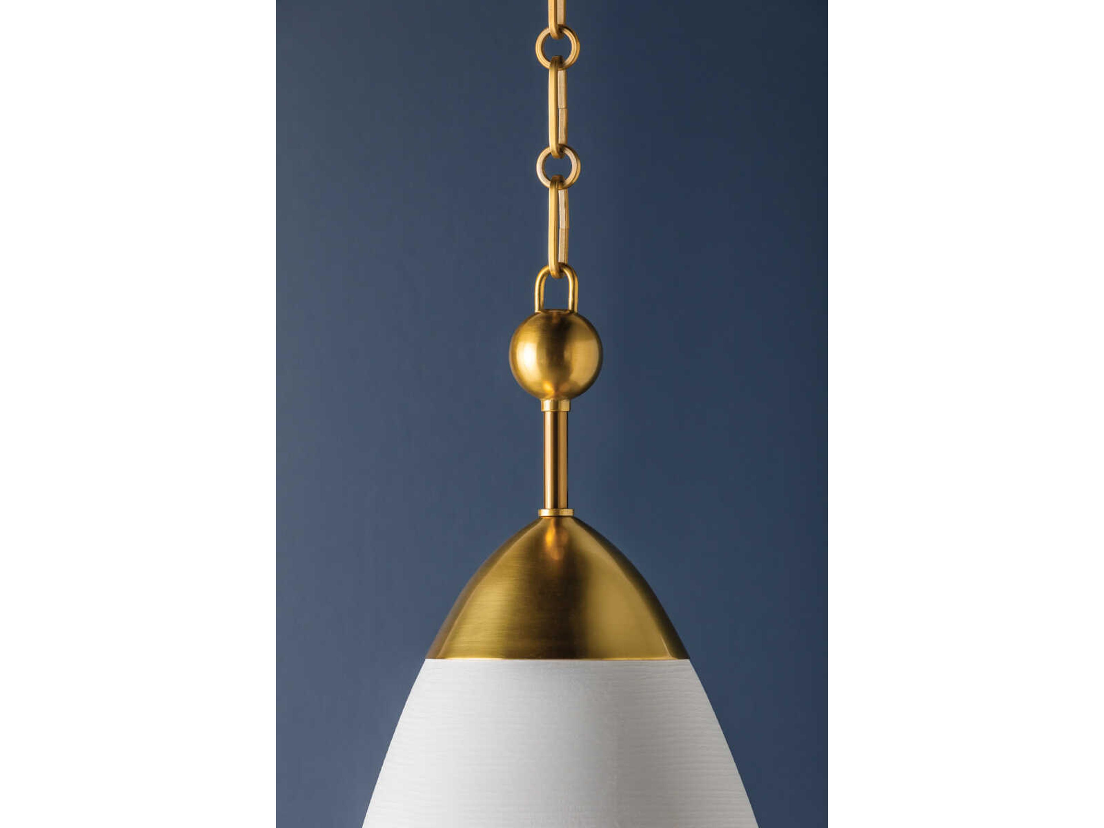 Hudson Valley Bronson 1-Light Aged Brass White Plaster Pendant