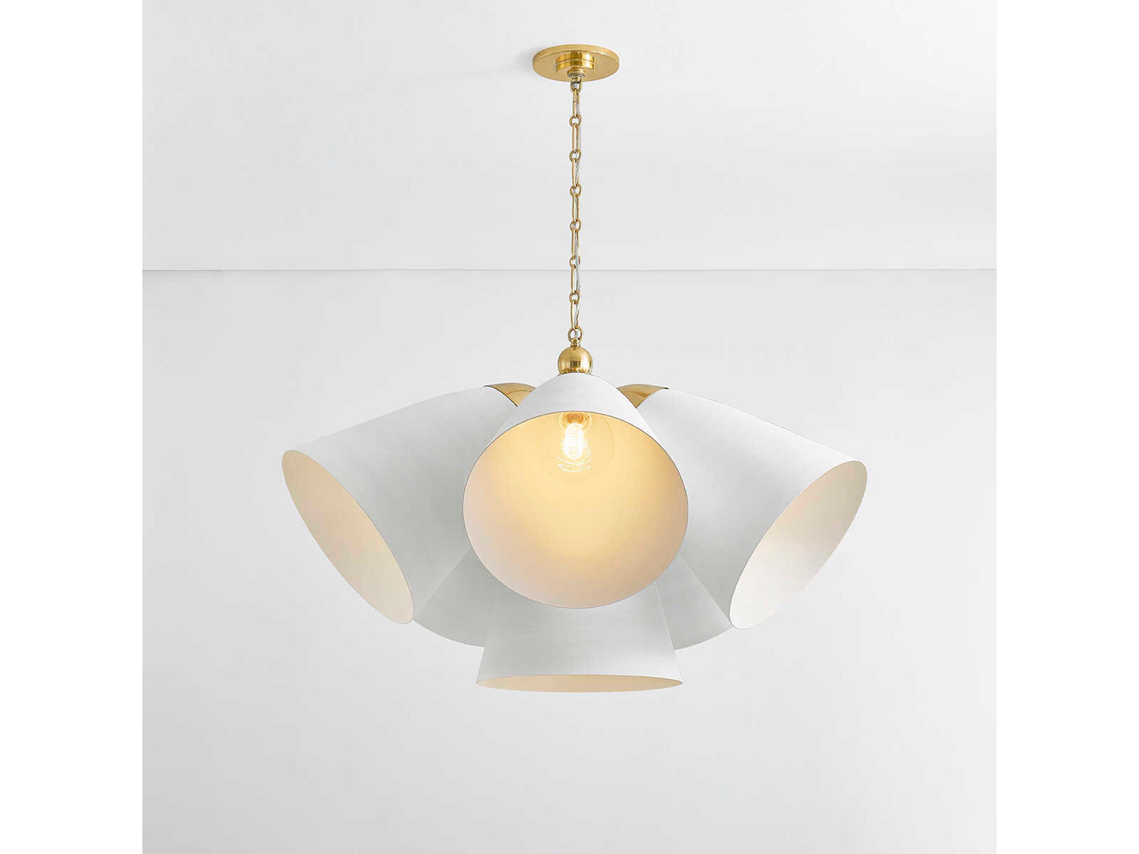 Hudson Valley Bronson 5-Light Aged Brass White Plaster Chandelier