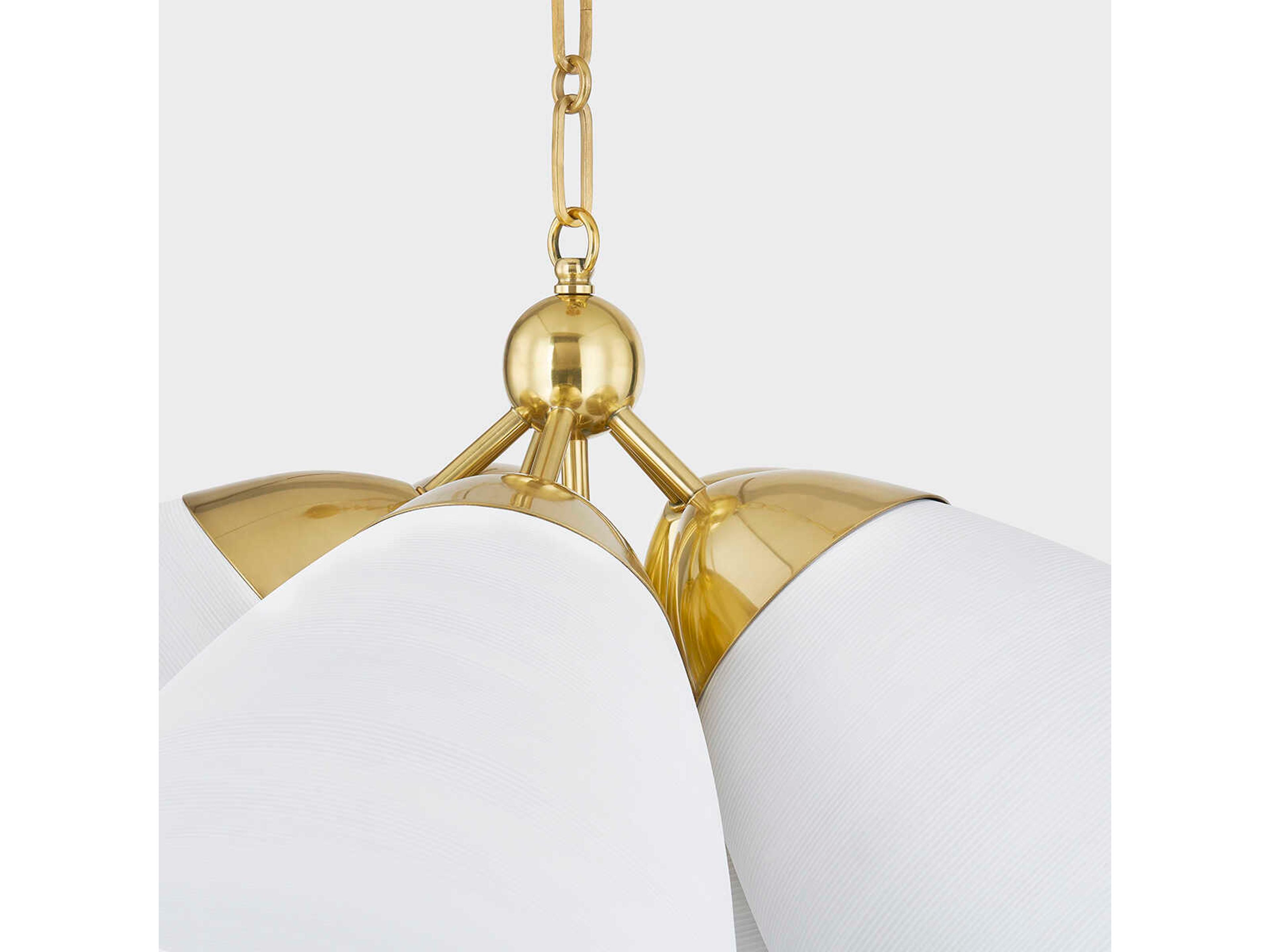 Hudson Valley Bronson 5-Light Aged Brass White Plaster Chandelier