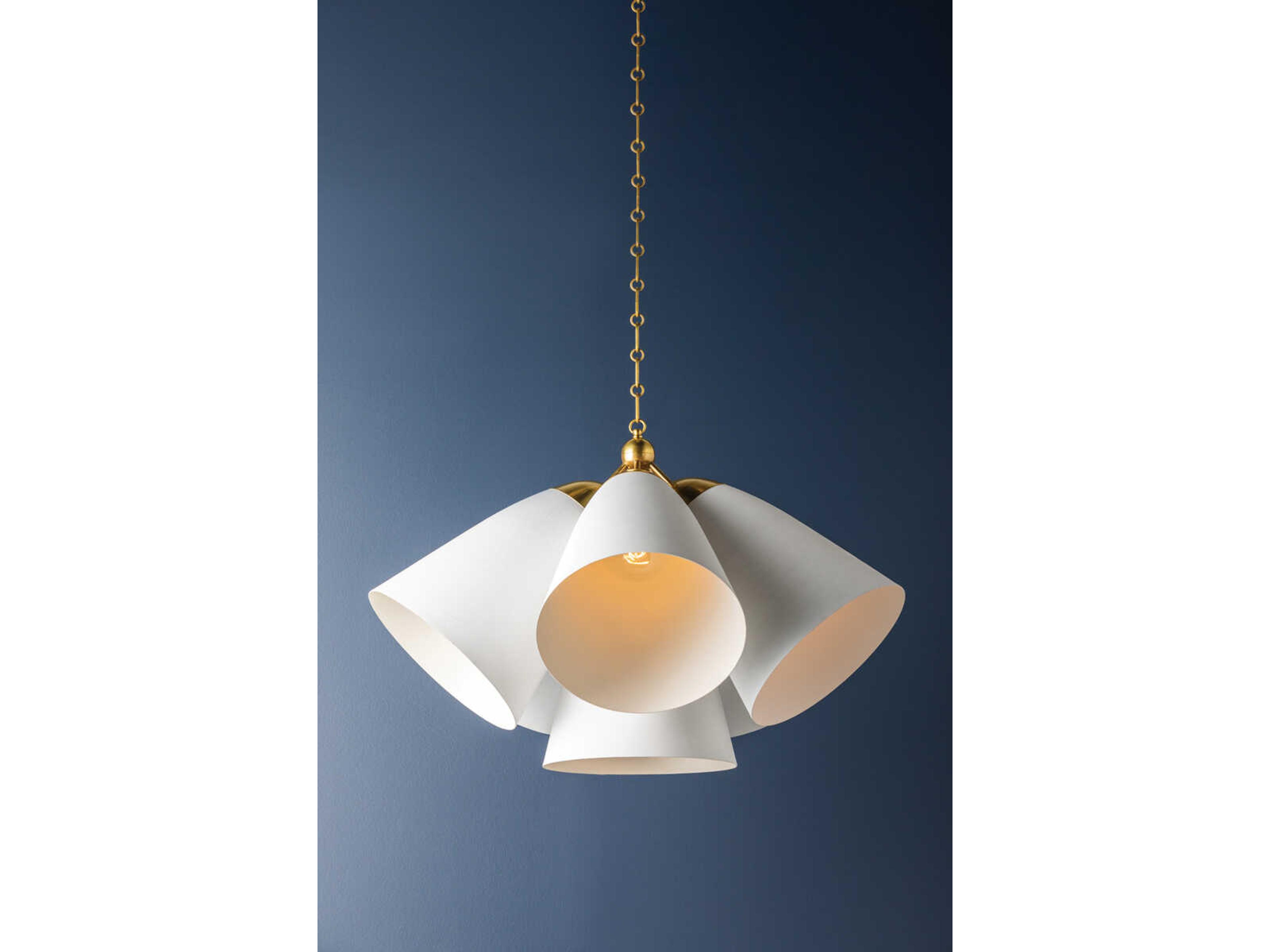Hudson Valley Bronson 5-Light Aged Brass White Plaster Chandelier