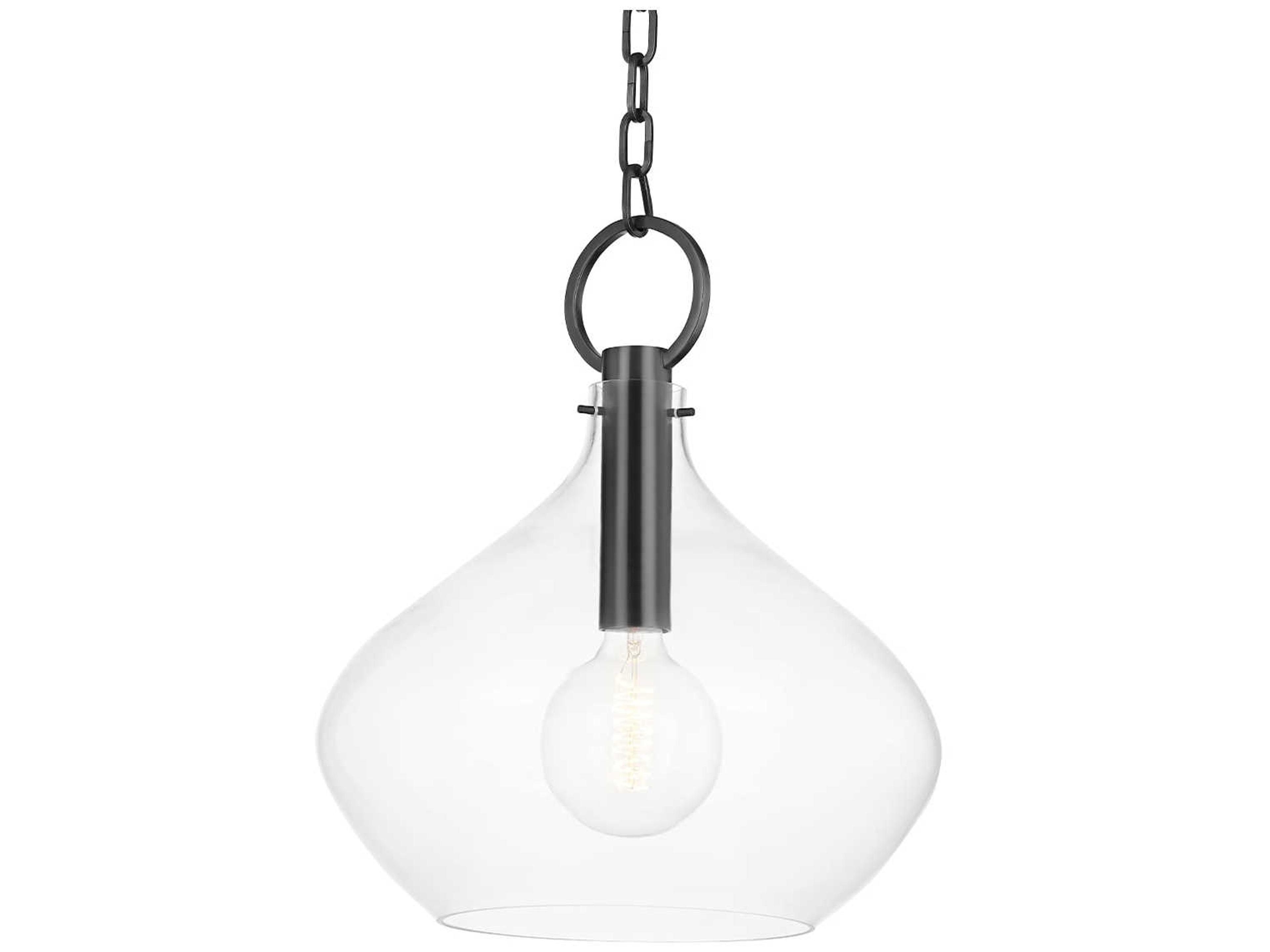 Lina 1-Light Old Bronze Glass Bell Pendant