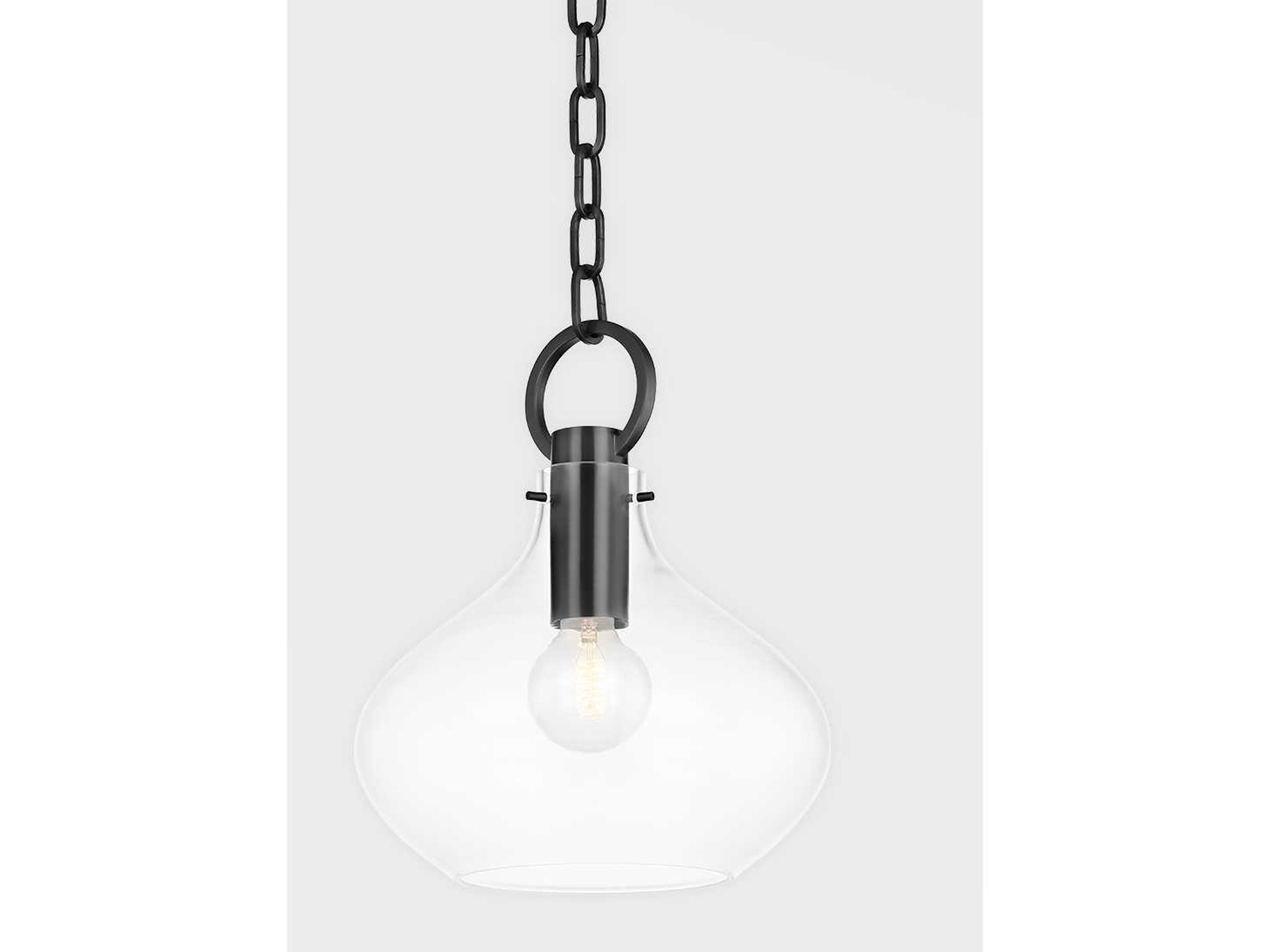 Hudson Valley Lina 1-Light Old Bronze Glass Bell Pendant