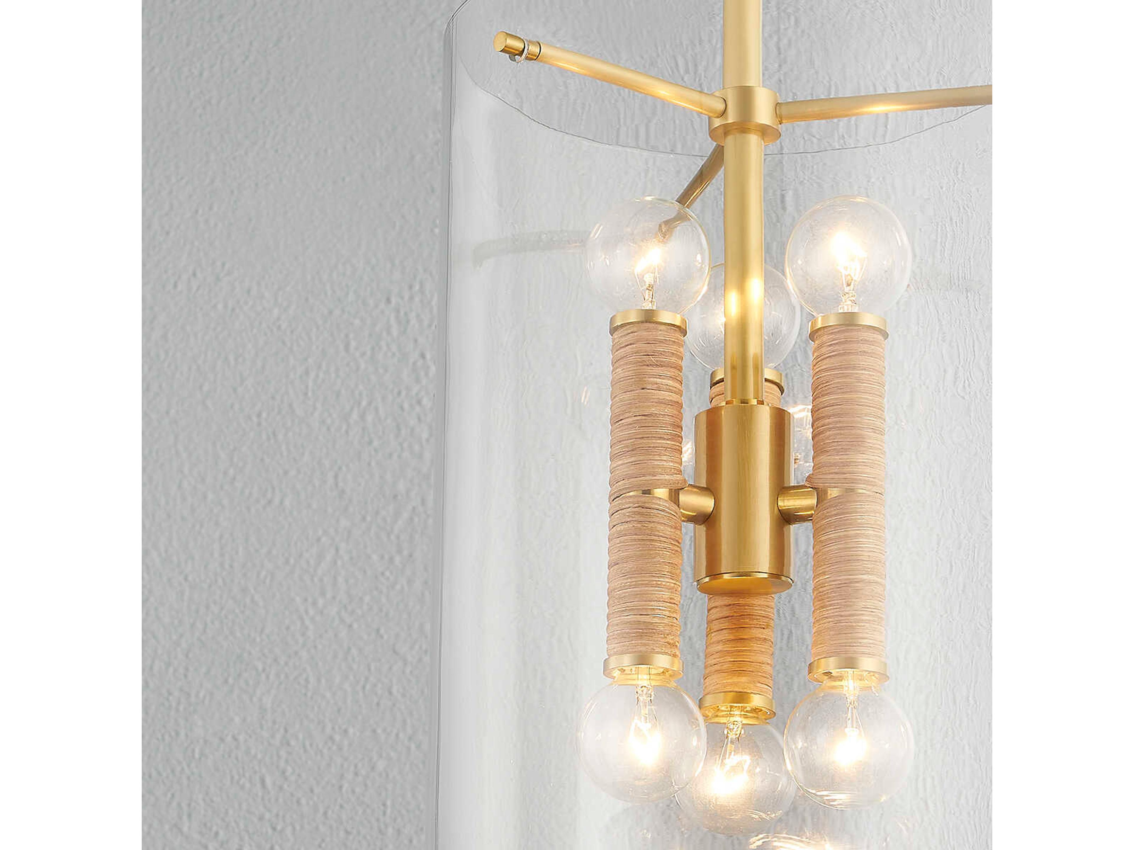 Hudson Valley Barlow 6-Light Aged Brass Glass Cylinder Mini Pendant