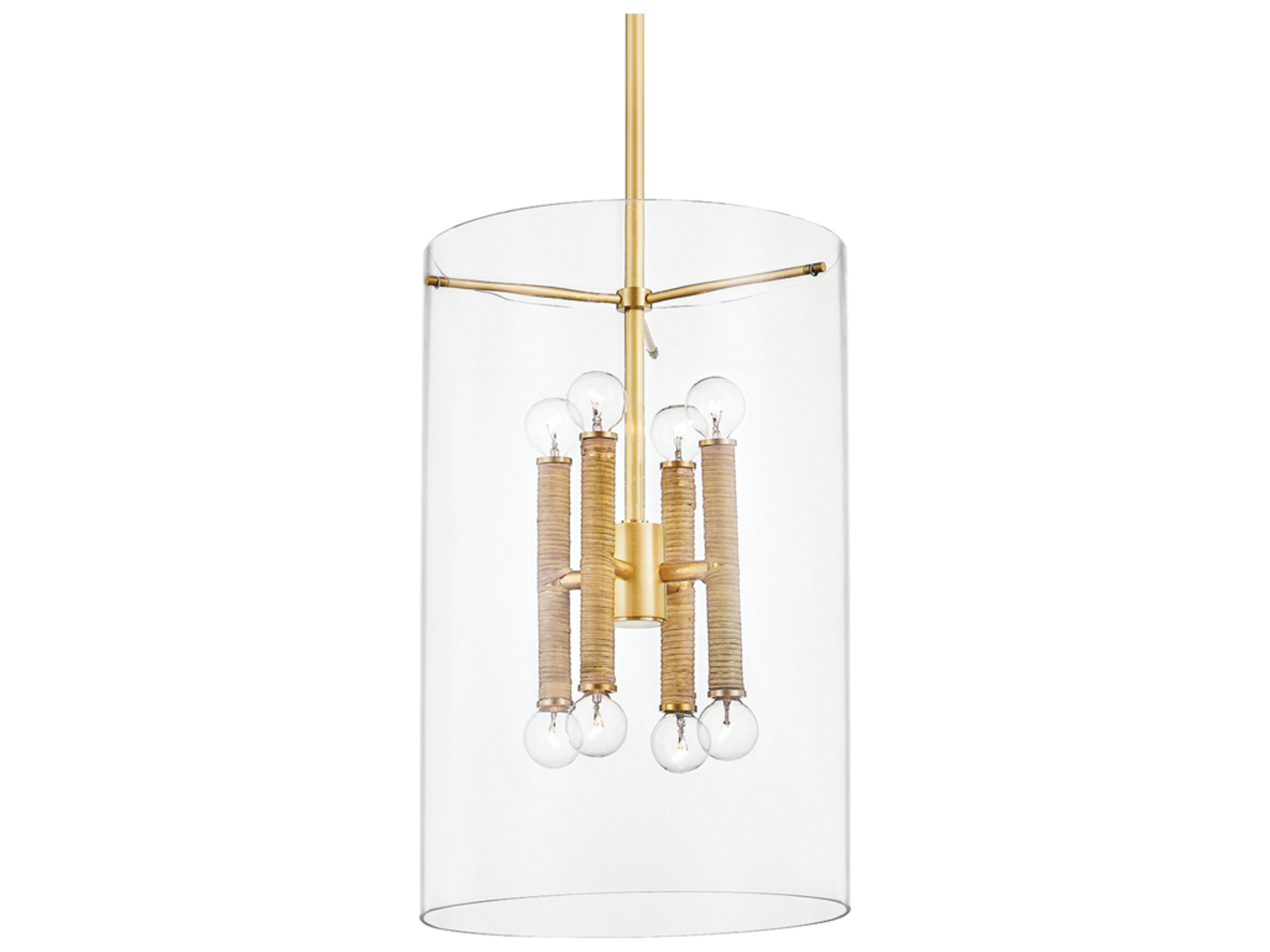 Barlow 8-Light Aged Brass Glass Cylinder Pendant