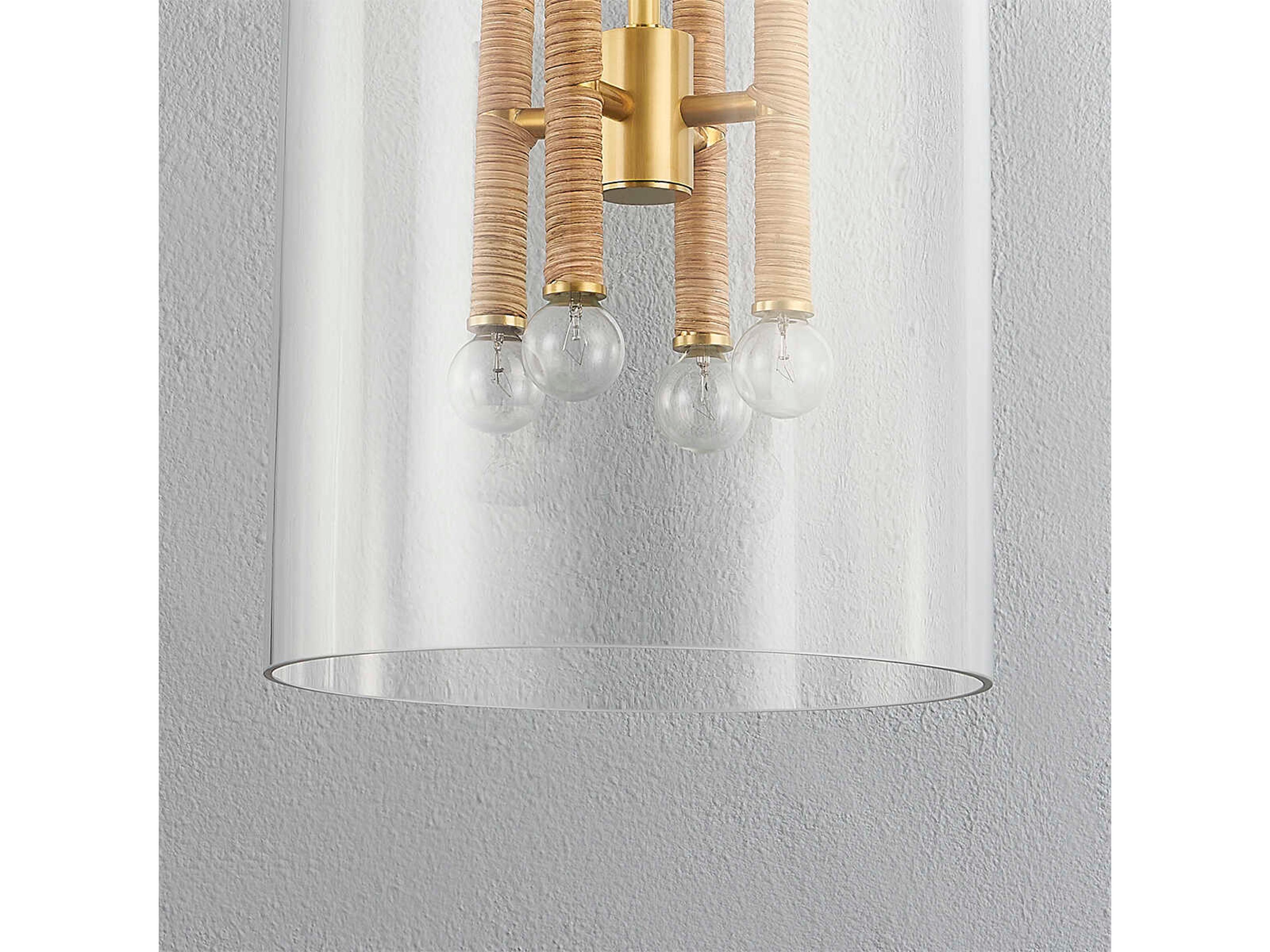 Hudson Valley Barlow 8-Light Aged Brass Glass Cylinder Pendant