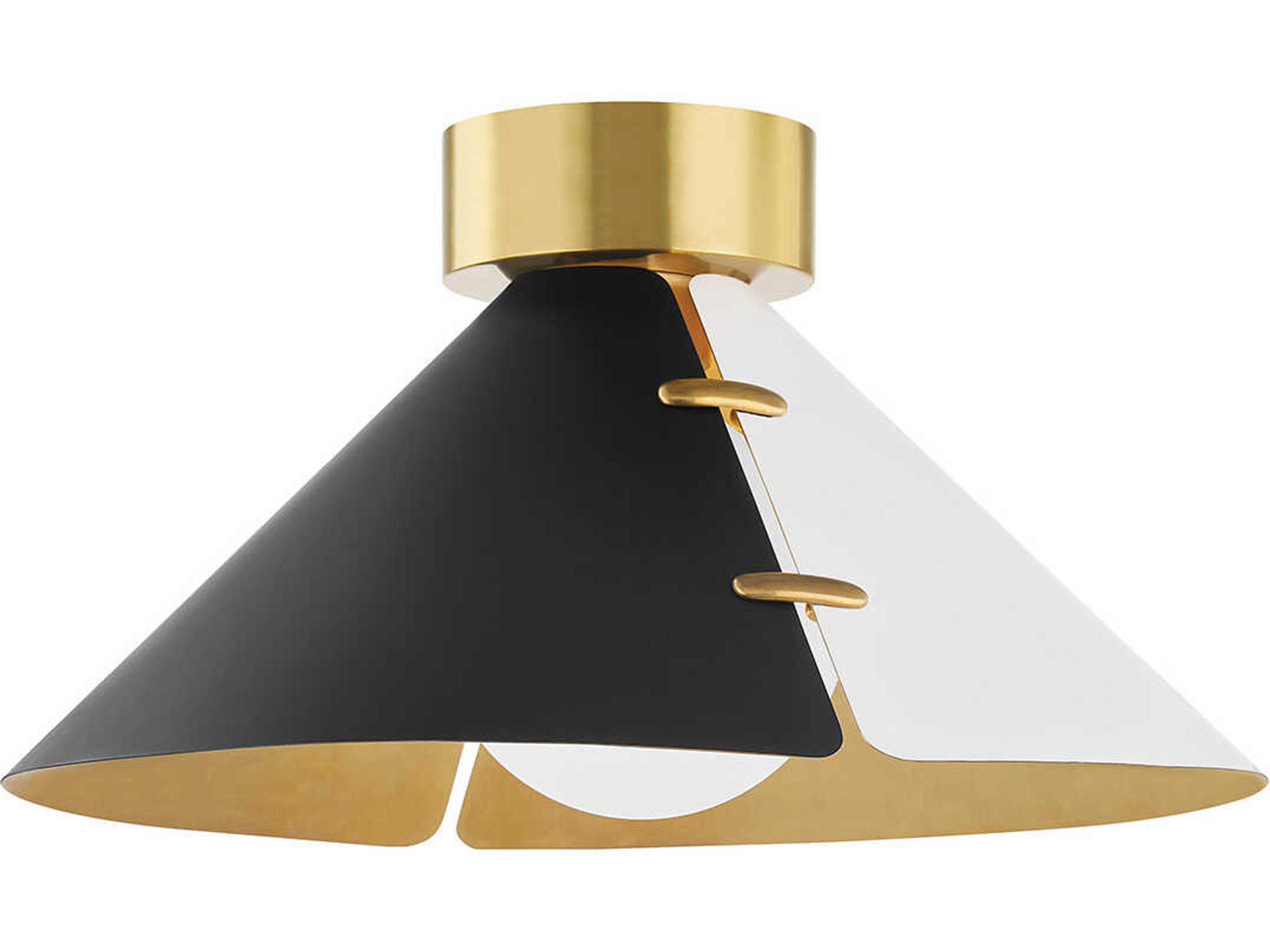 Split 1-Light Aged Brass Flush Mount