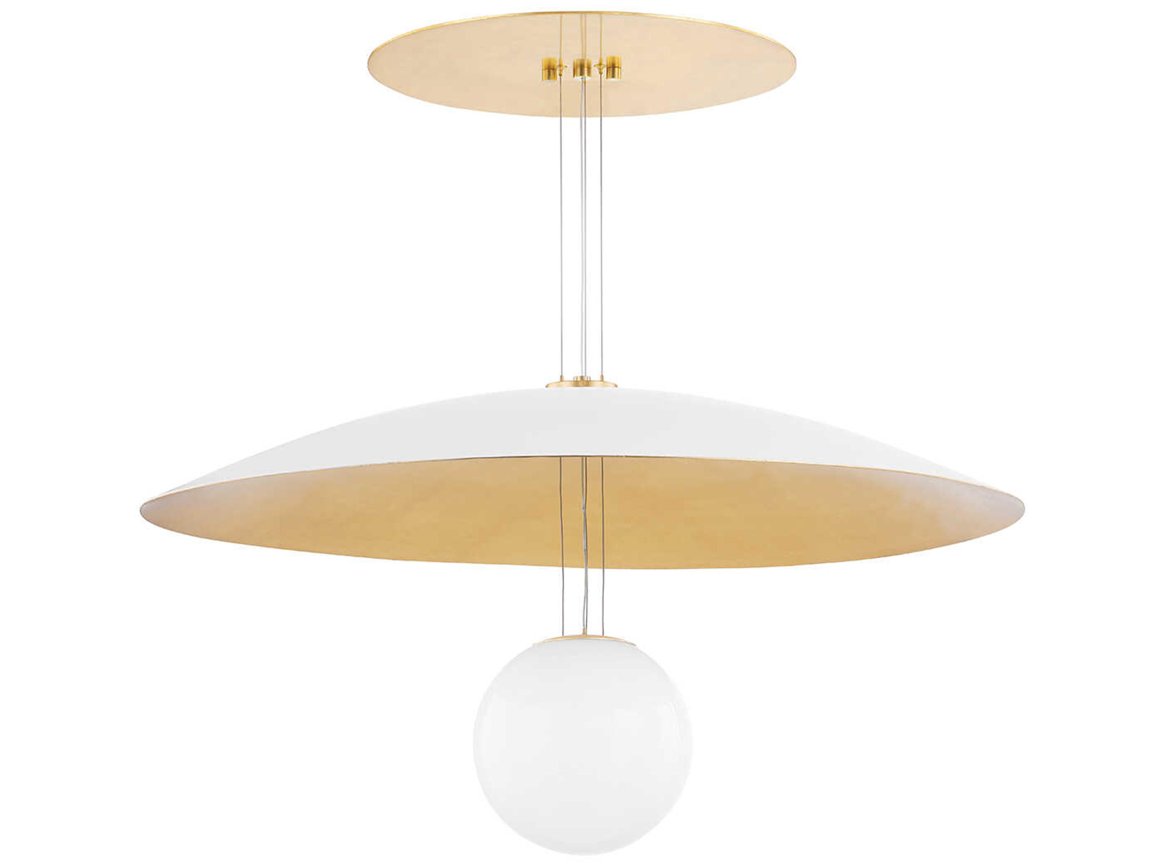 Brim Large Pendant Light Soft White and Gold Leaf