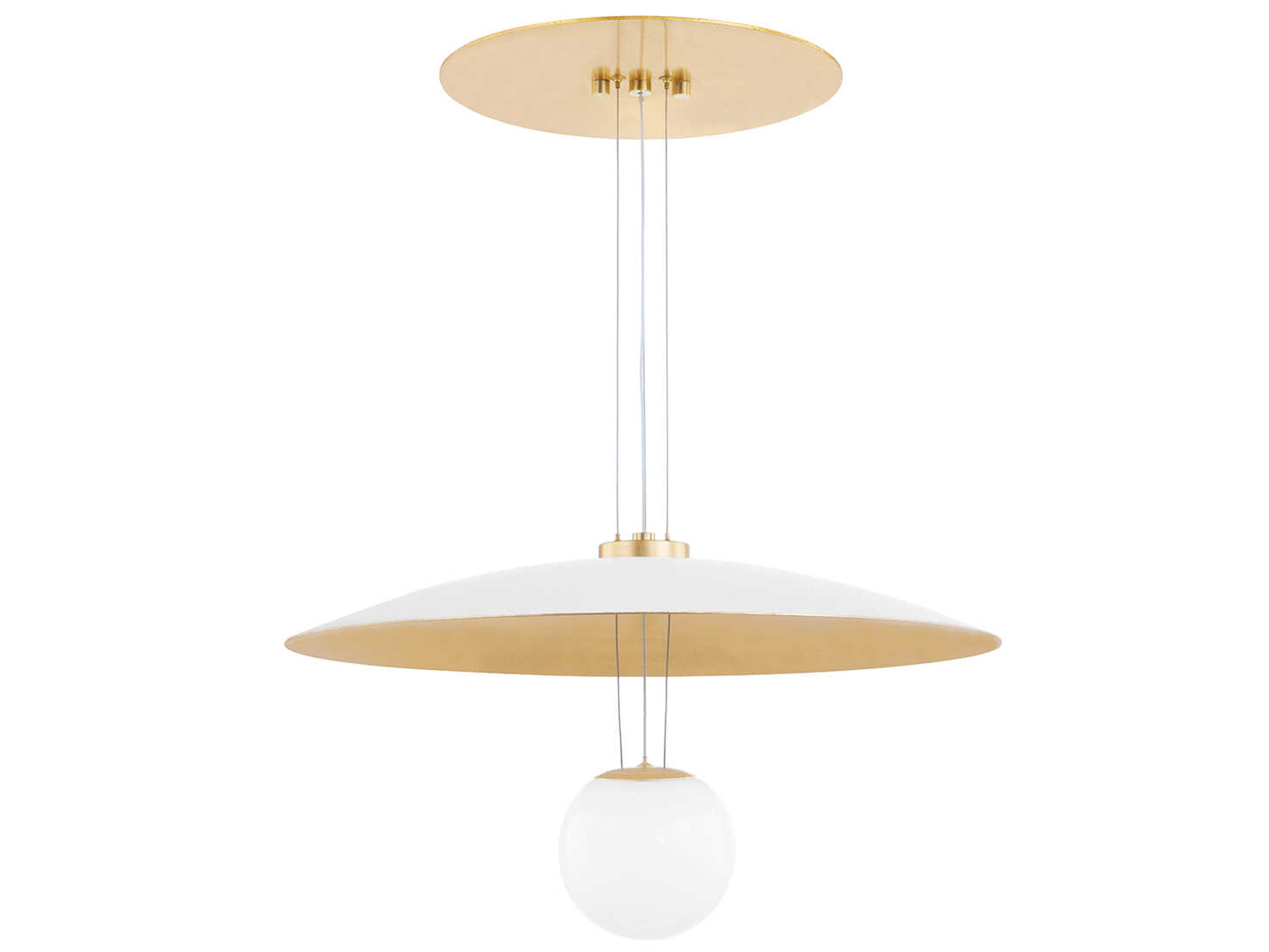 Brim 1-Light Soft White Gold Leaf Glass LED Dome Globe Pendant