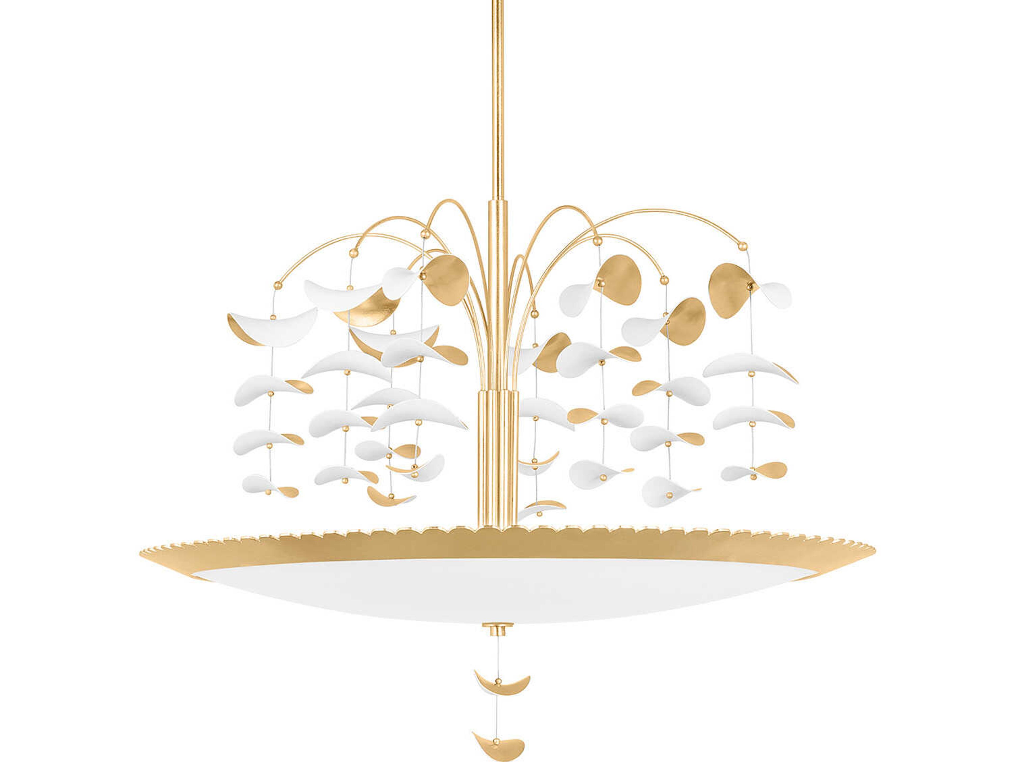 Paavo 8-Light Gold Leaf Soft White Bowl Pendant