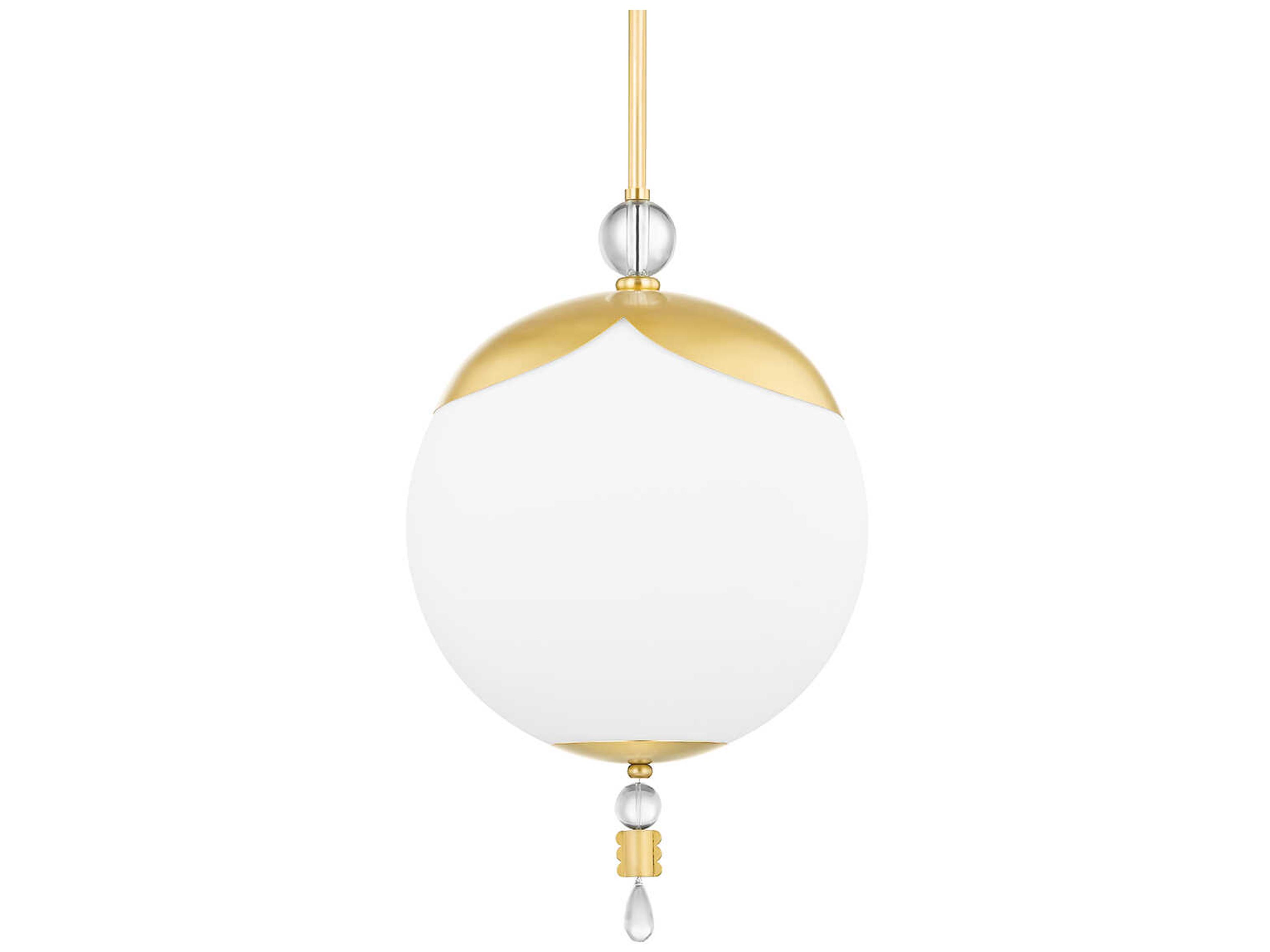 Perla 1-Light Aged Brass Crystal Glass Globe Pendant