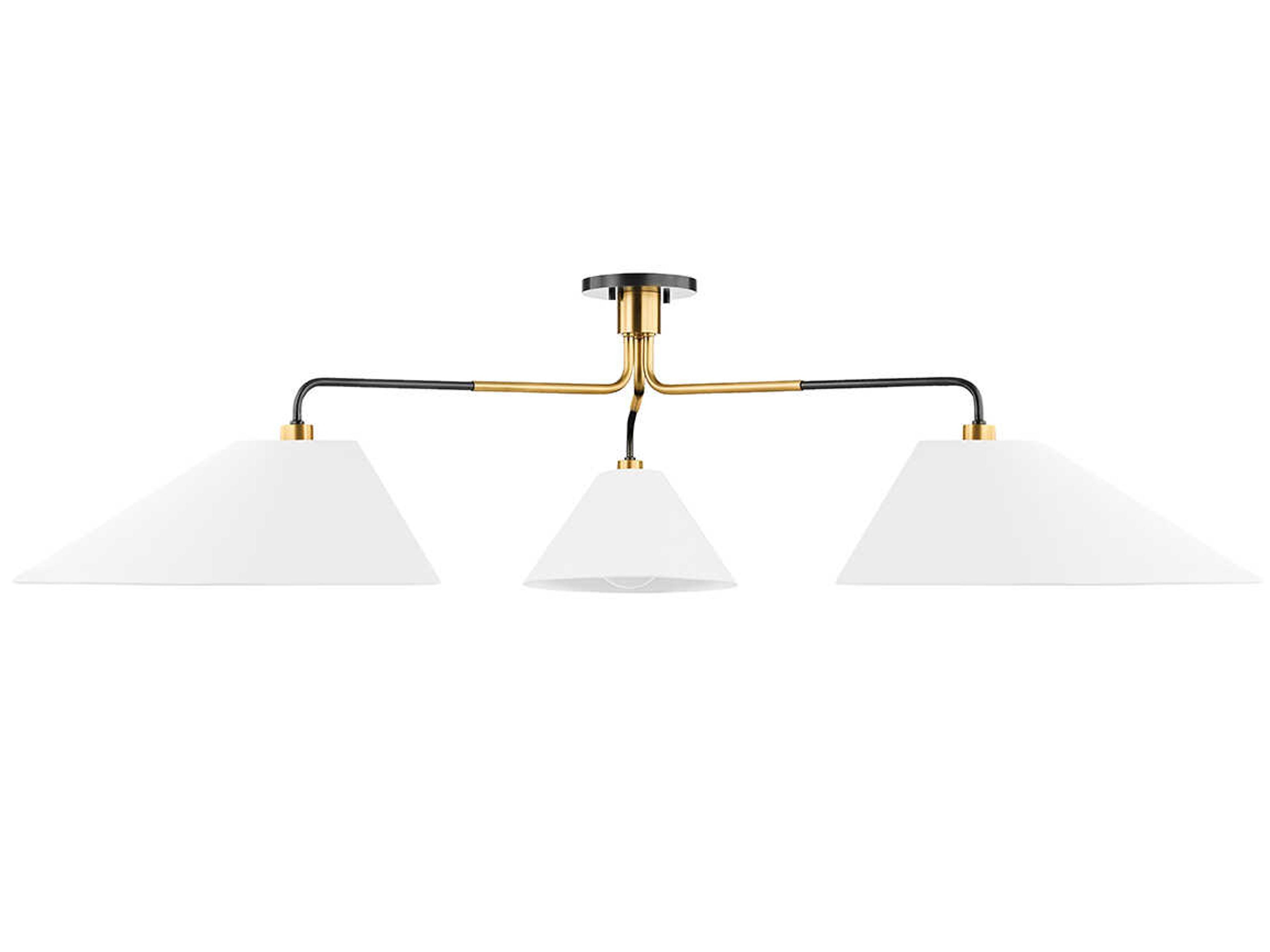 Duo 3-Light Aged Old Bronze Black Linear Semi Flush Mount