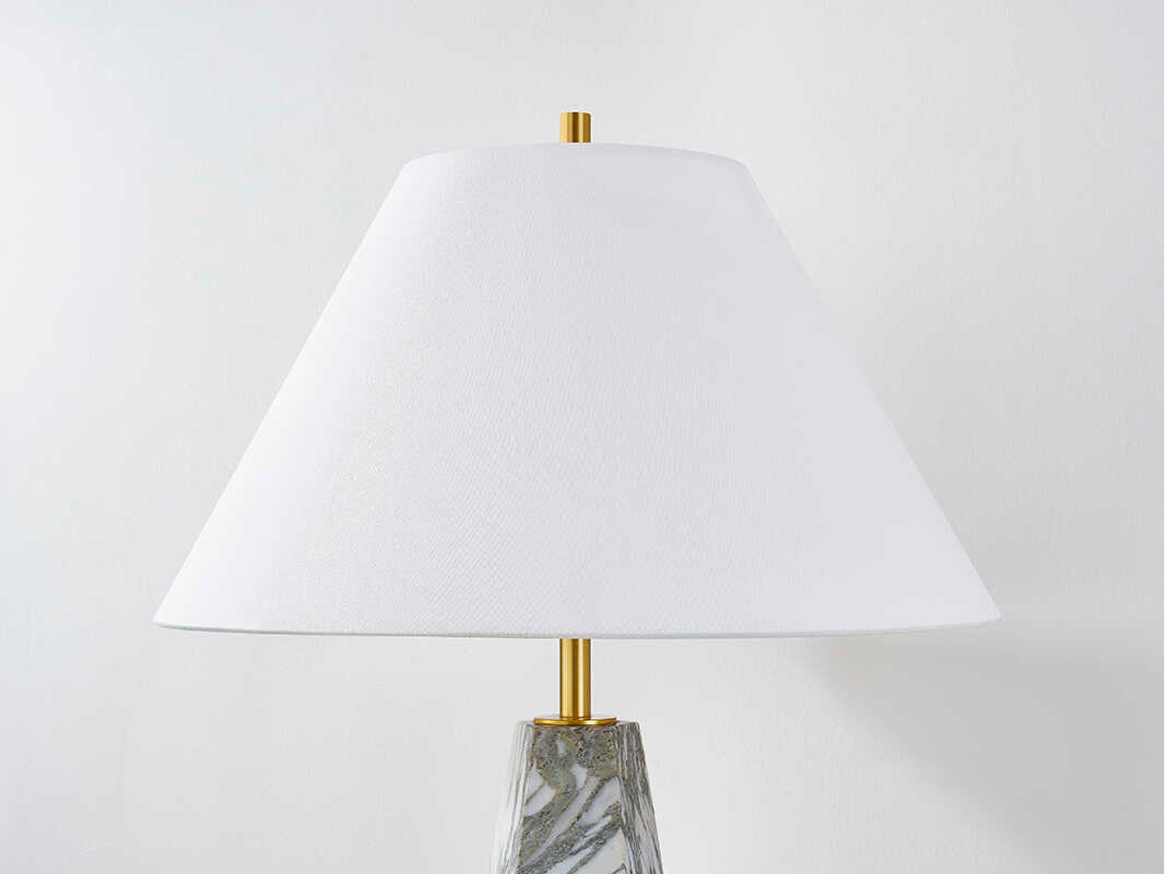 Hudson Valley Benicia Aged Brass White Linen Buffet Lamp