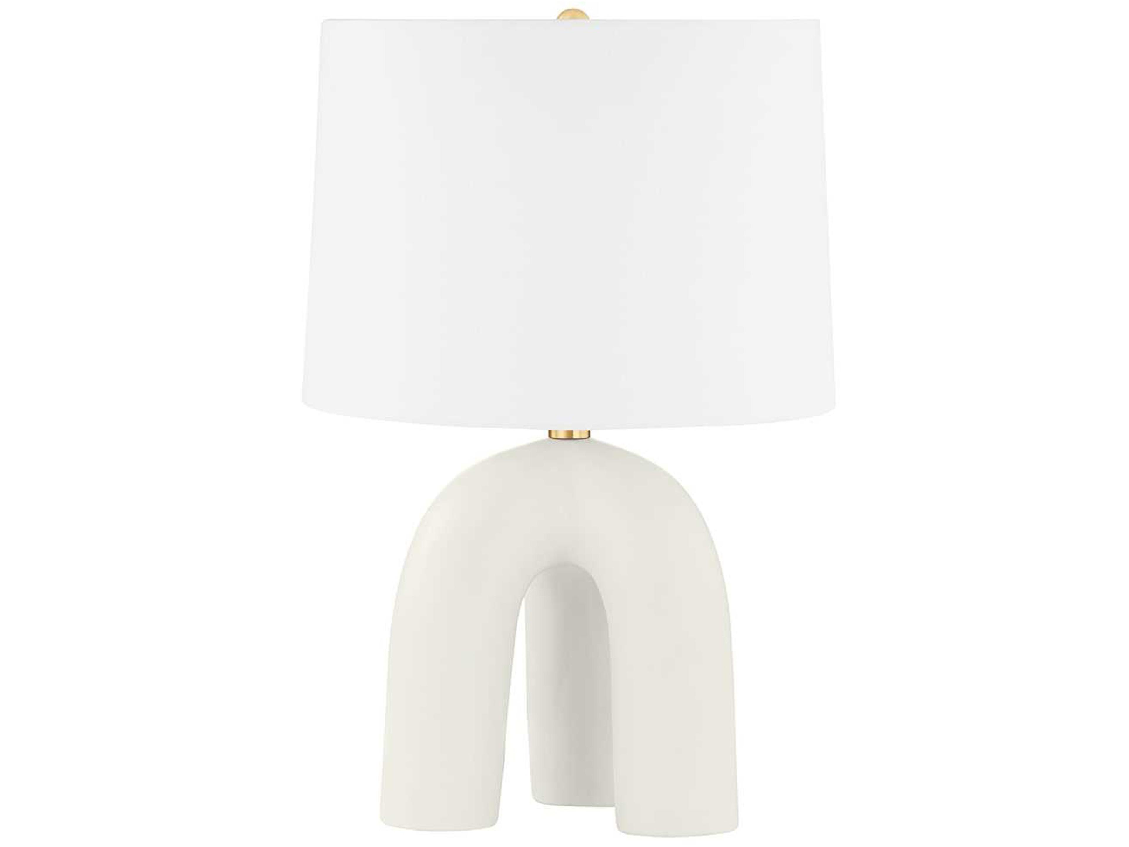 Mills Pond Aged Brass Satin Ivory Table Lamp