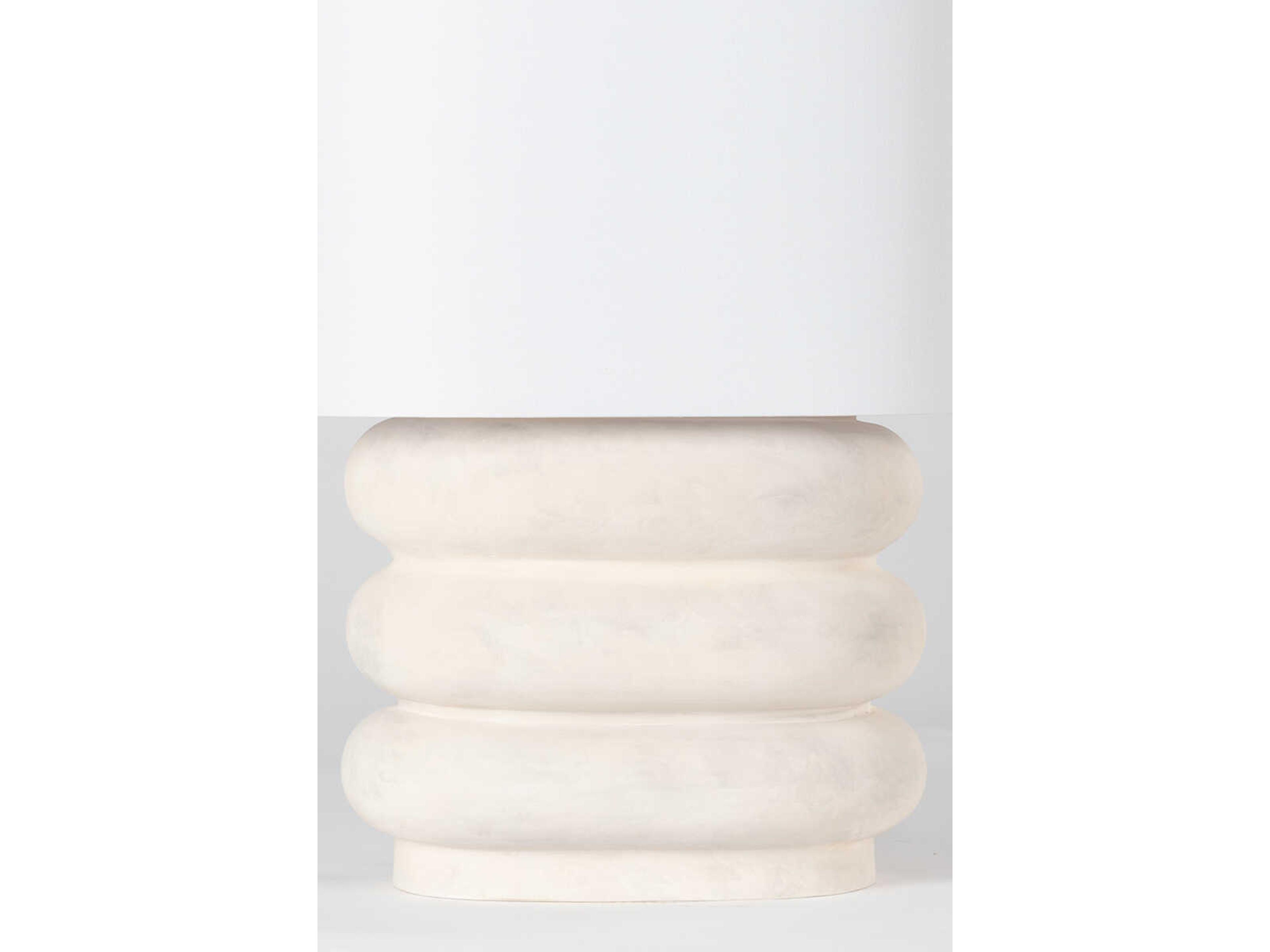 Hudson Valley Ewing Aged Brass Weathered Ivory Ceramic White Linen Buffet Lamp