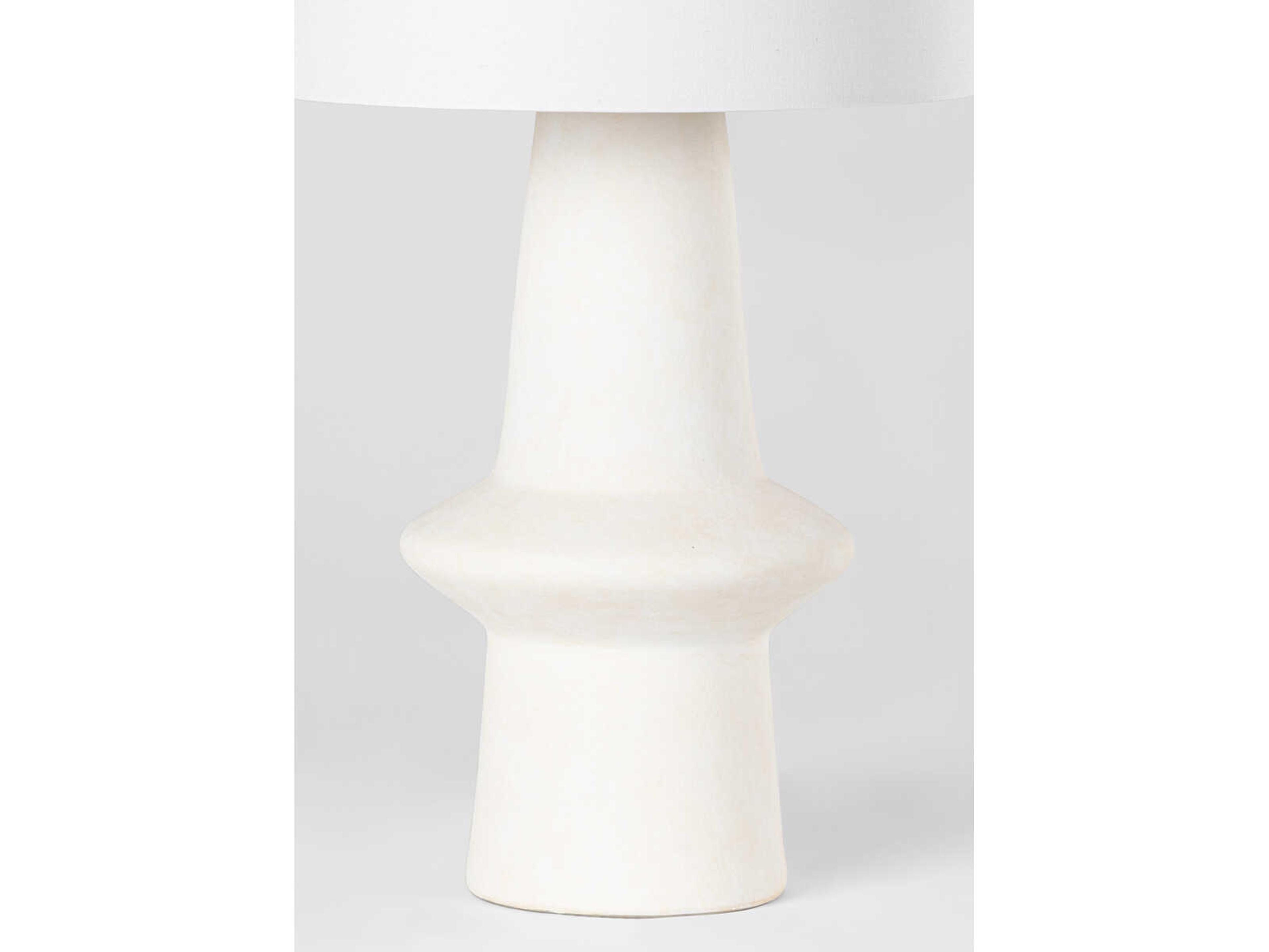 Hudson Valley Ramapo Aged Brass Pale Flax Ceramic White Linen Buffet Lamp