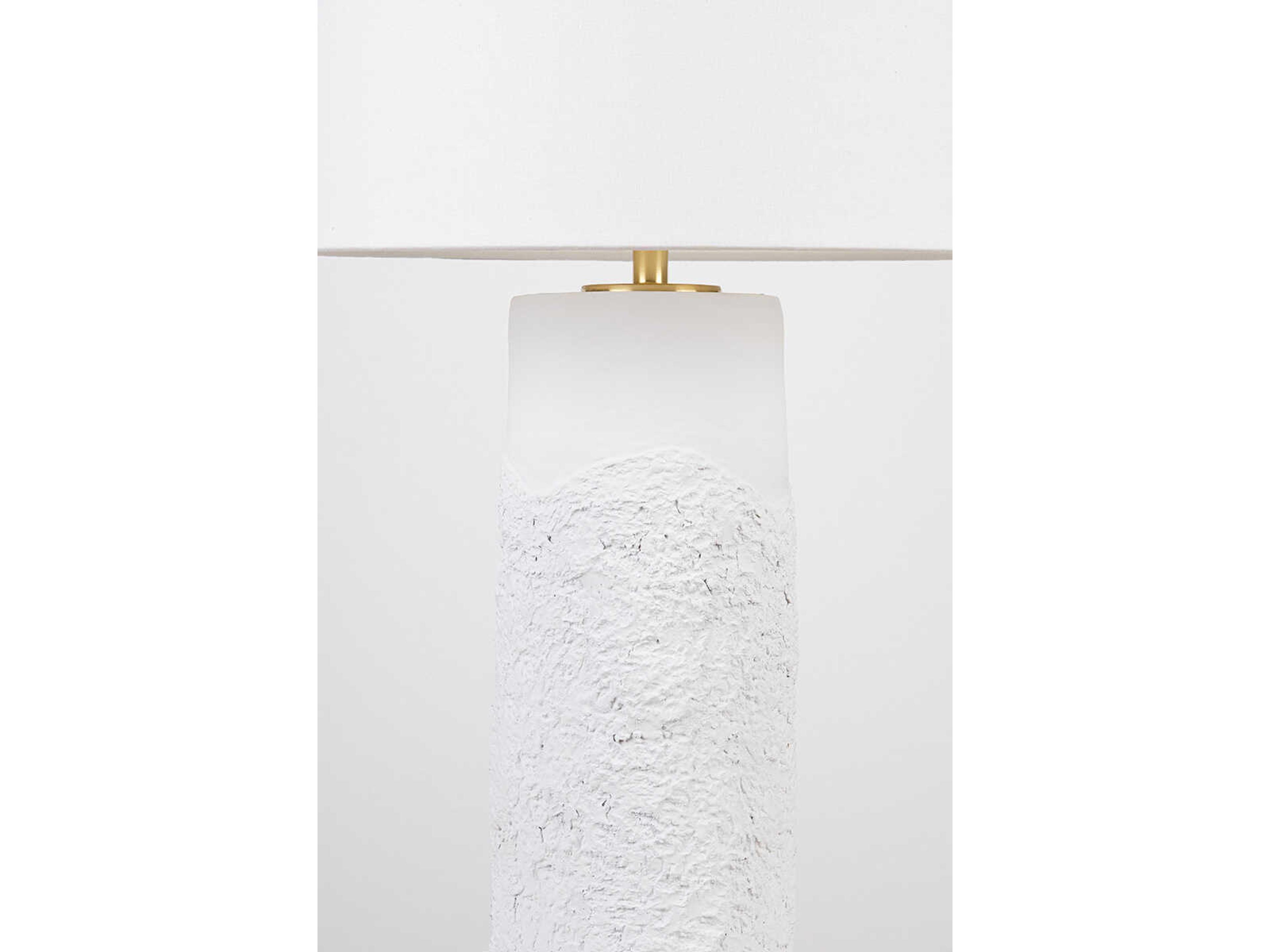 Hudson Valley Tolland Aged Brass White Linen Buffet Lamp