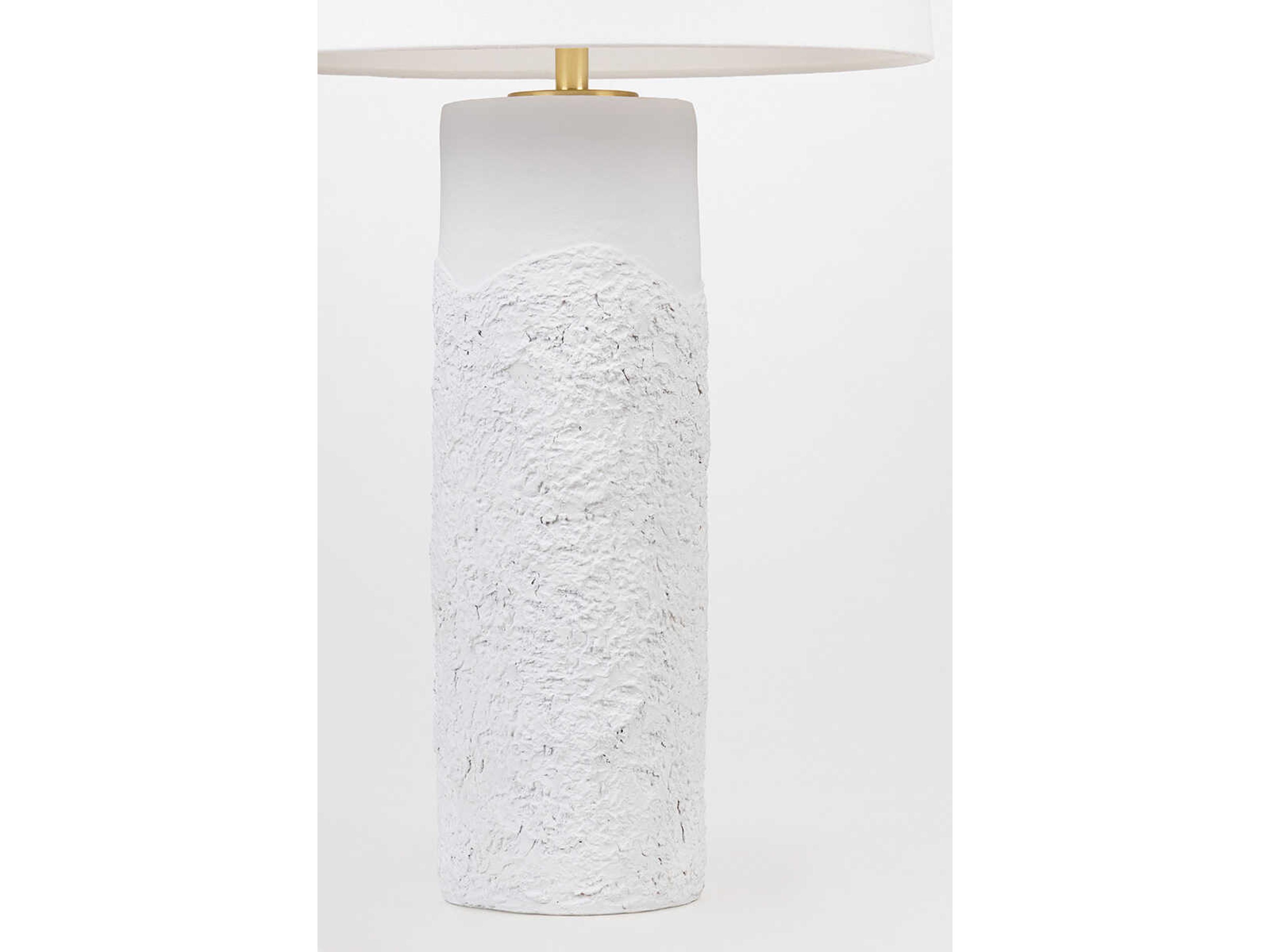 Hudson Valley Tolland Aged Brass White Linen Buffet Lamp