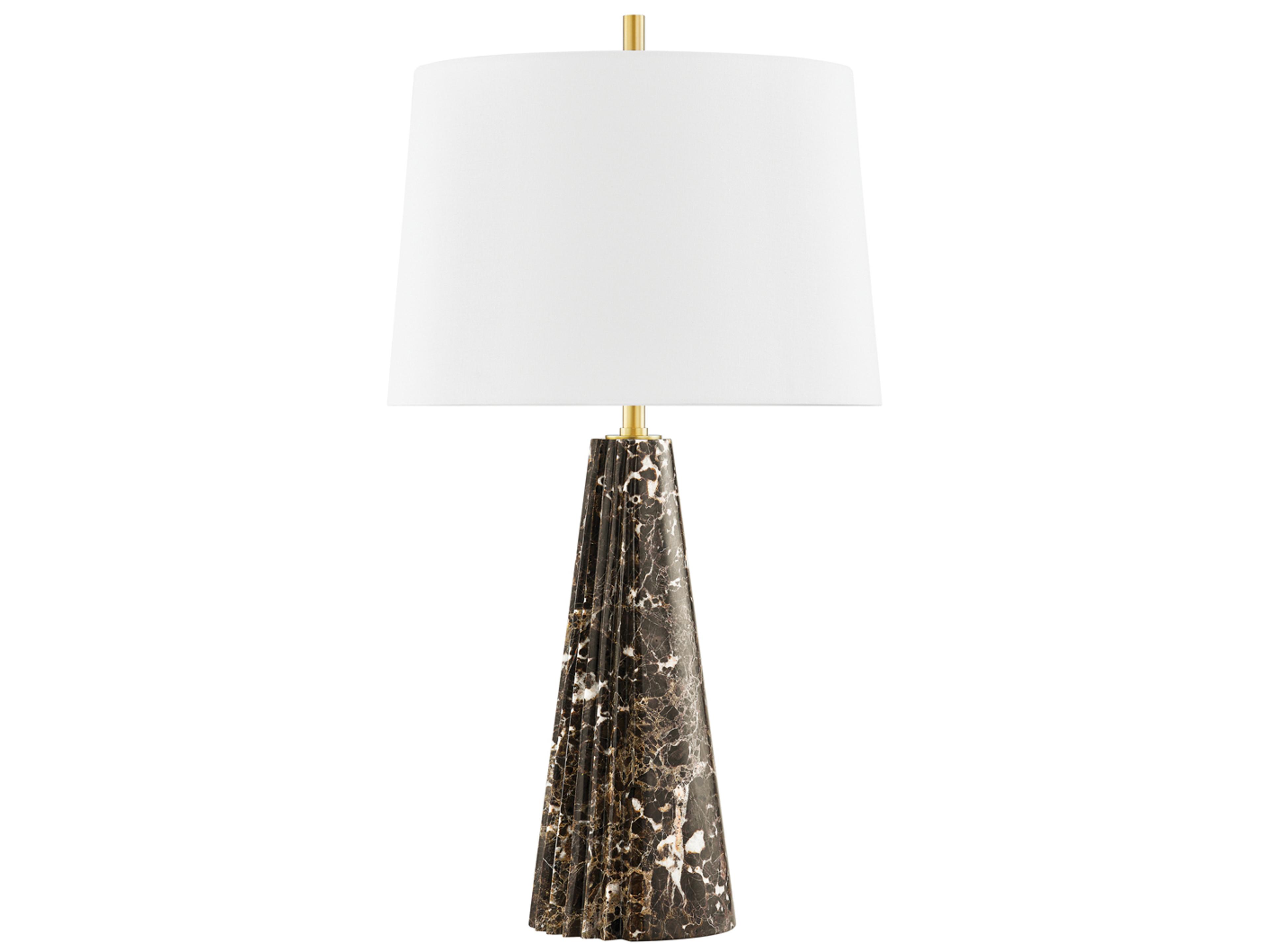 Fanny Aged Brass White Linen Buffet Lamp