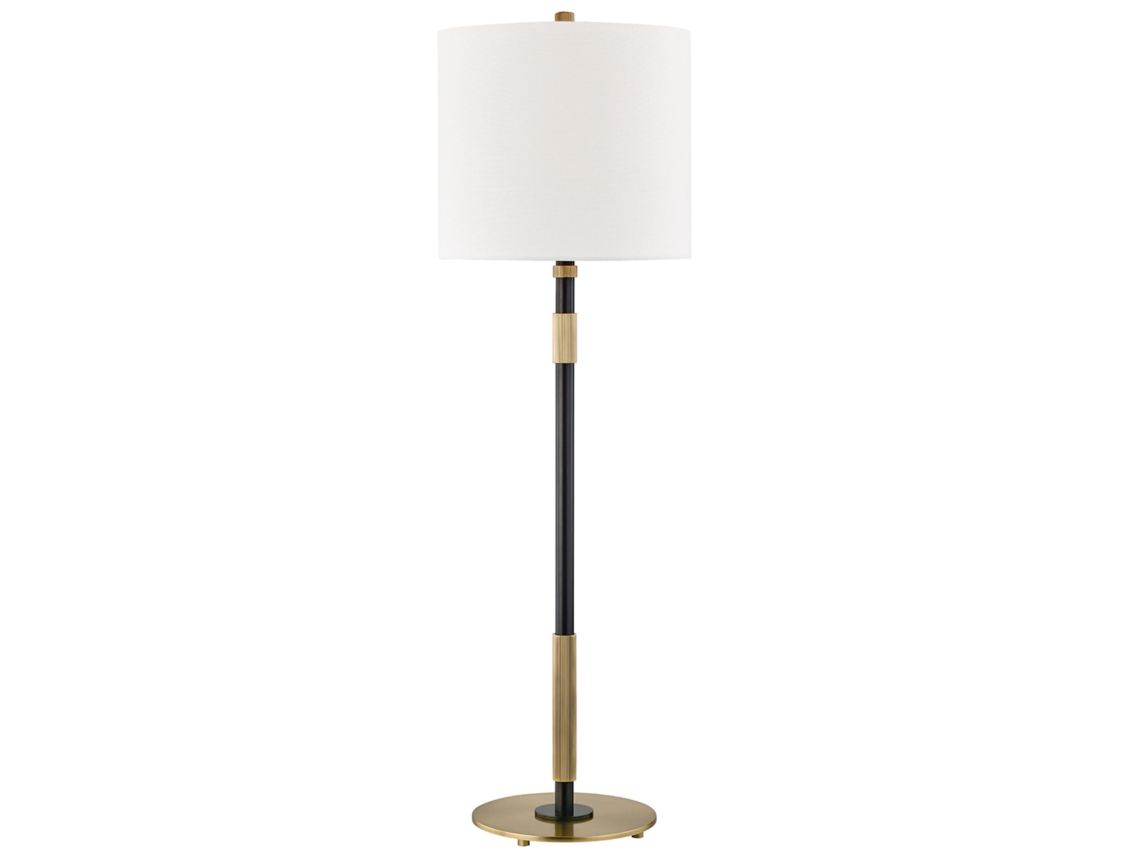 Bowery Aged Old Bronze Off White Linen Buffet Lamp