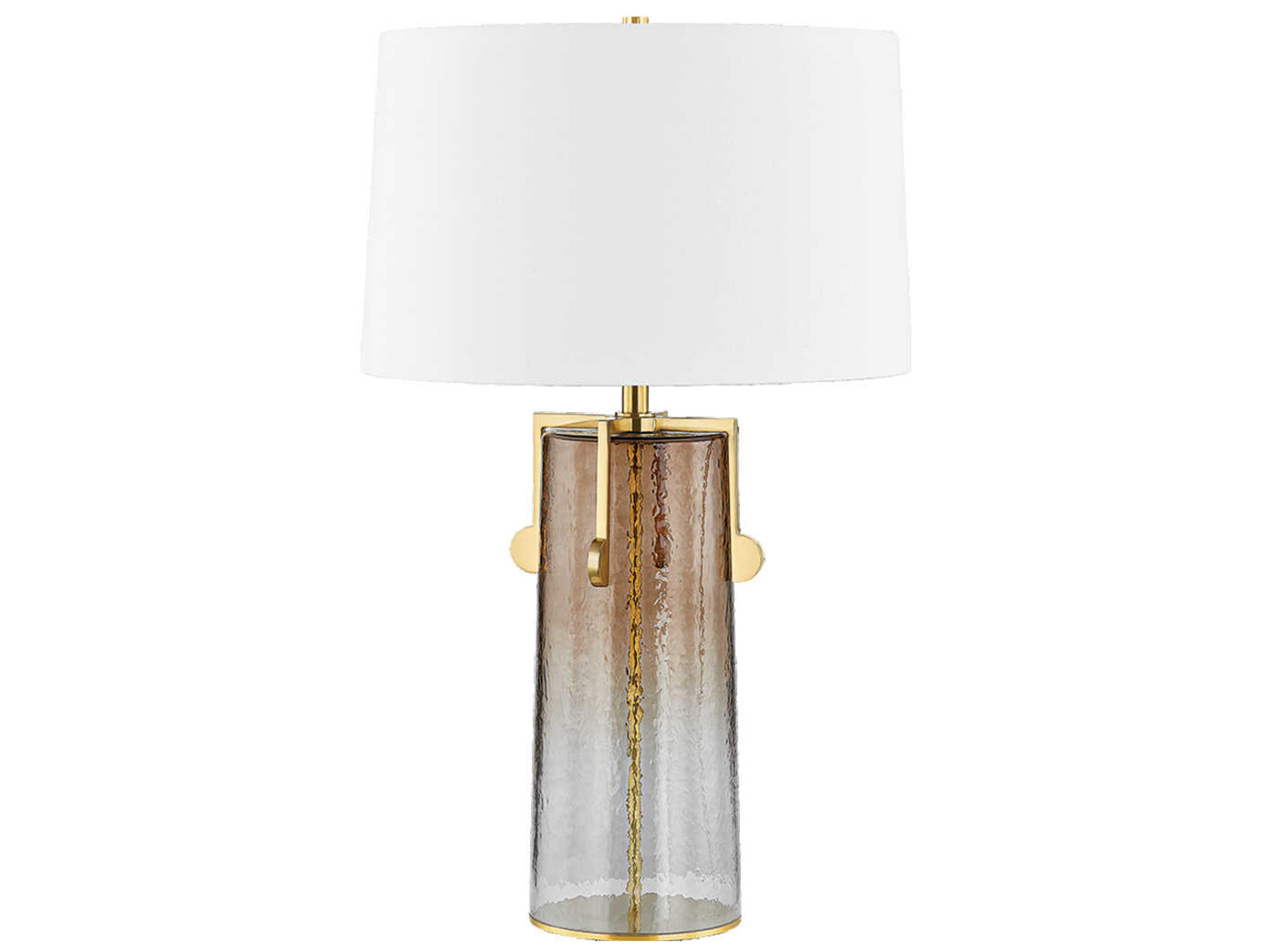 Wildwood Aged Brass White Linen Buffet Lamp
