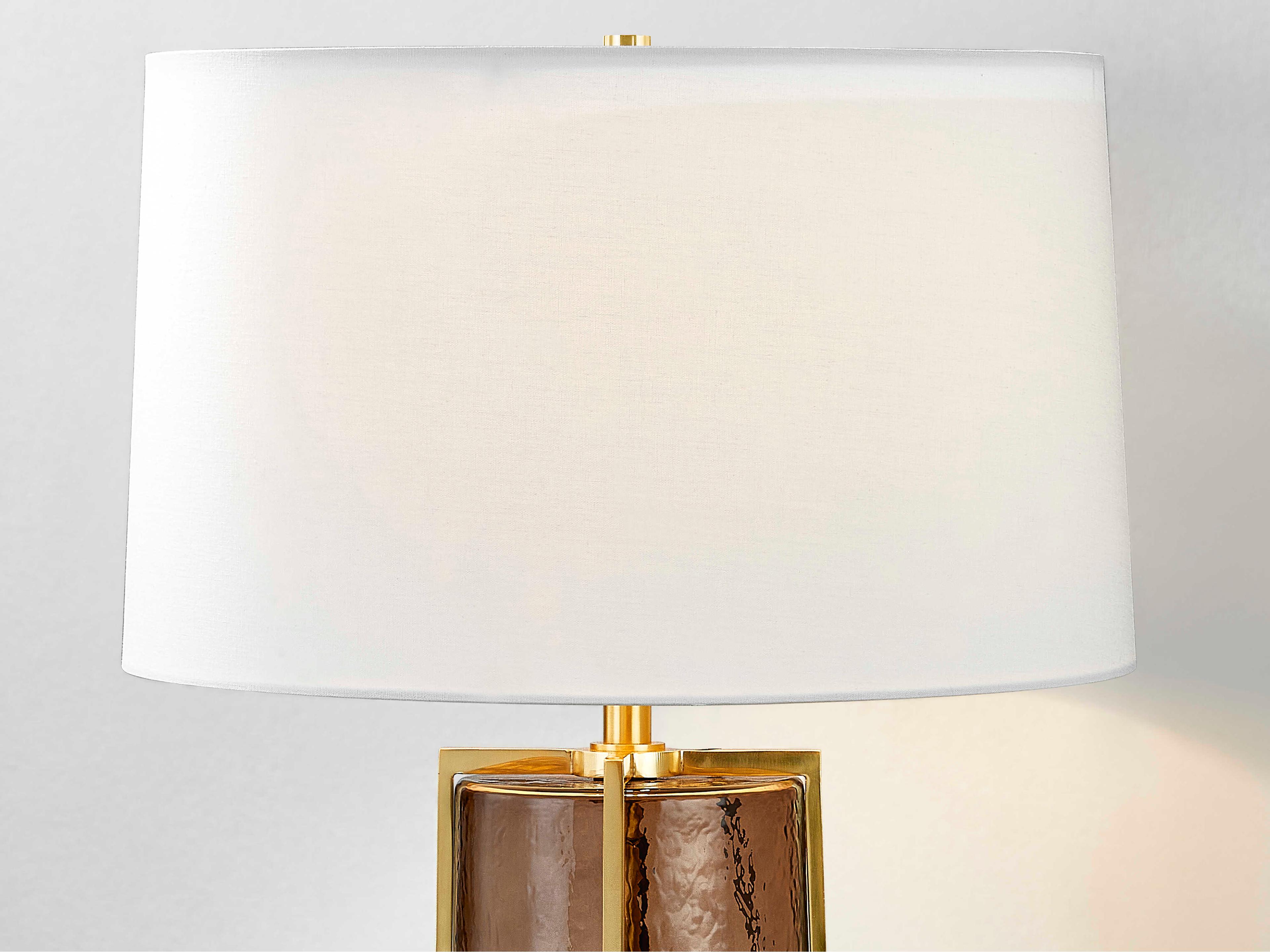 Hudson Valley Wildwood Aged Brass White Linen Buffet Lamp