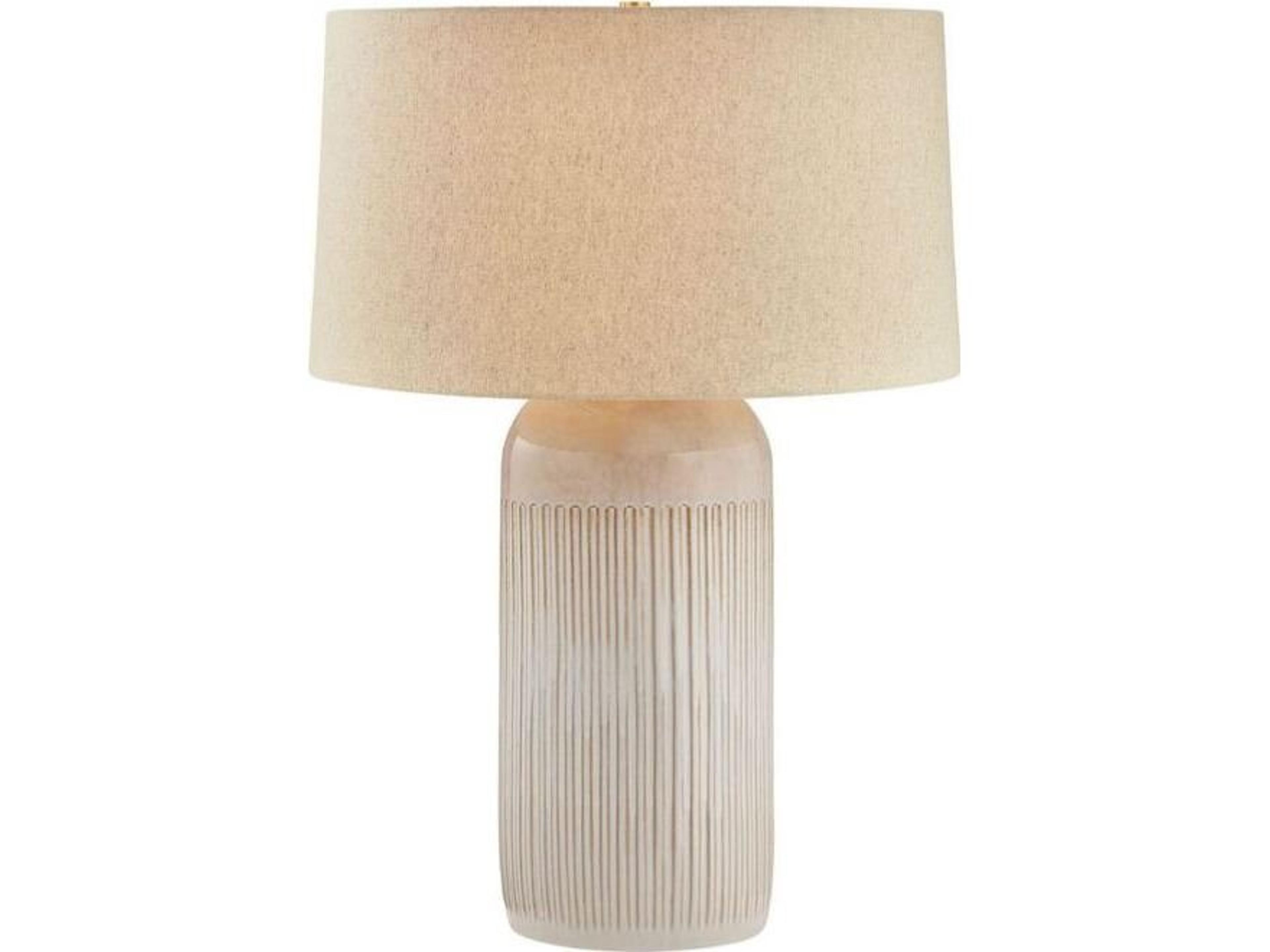 Hudson Valley Stevens Point Aged Brass Ceramic Oyster White Buffet Lamp