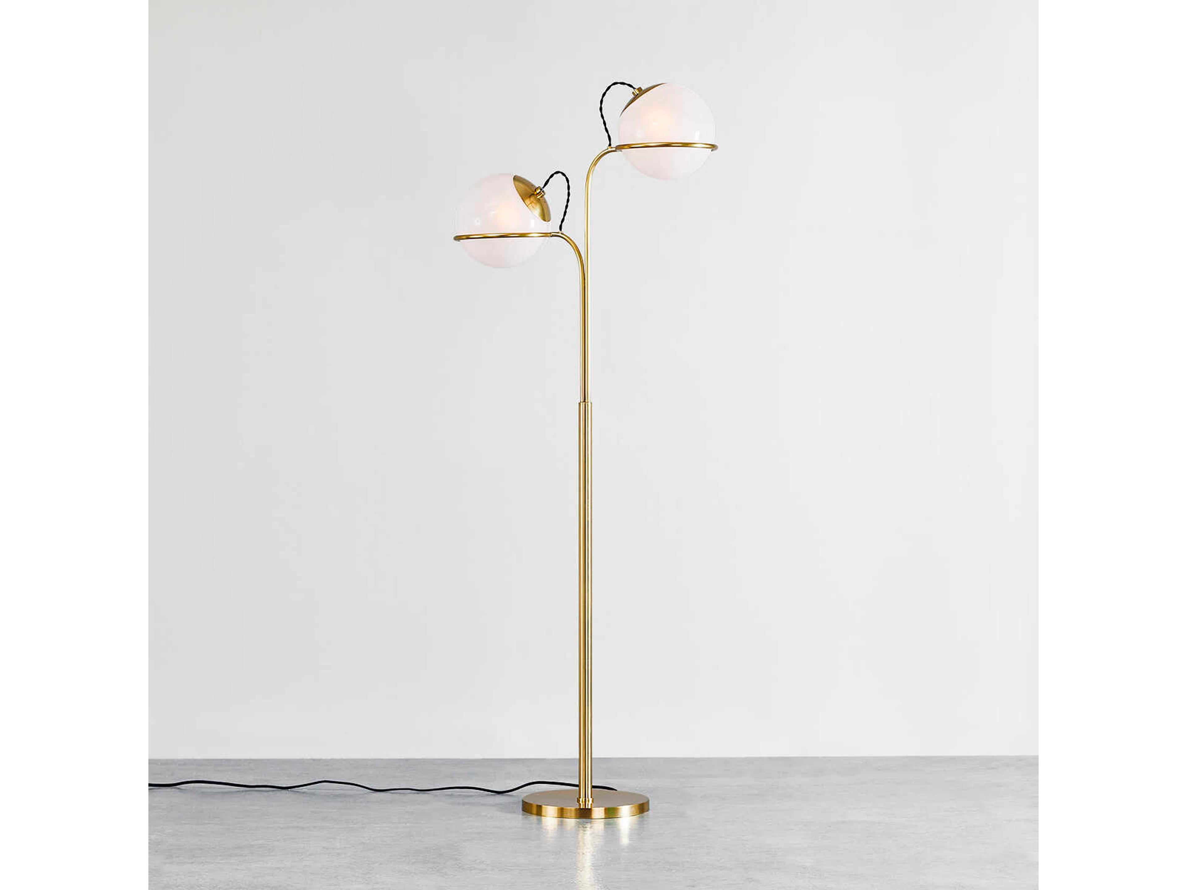 Hudson Valley Hingham Aged Brass Cloud Glass Floor Lamp