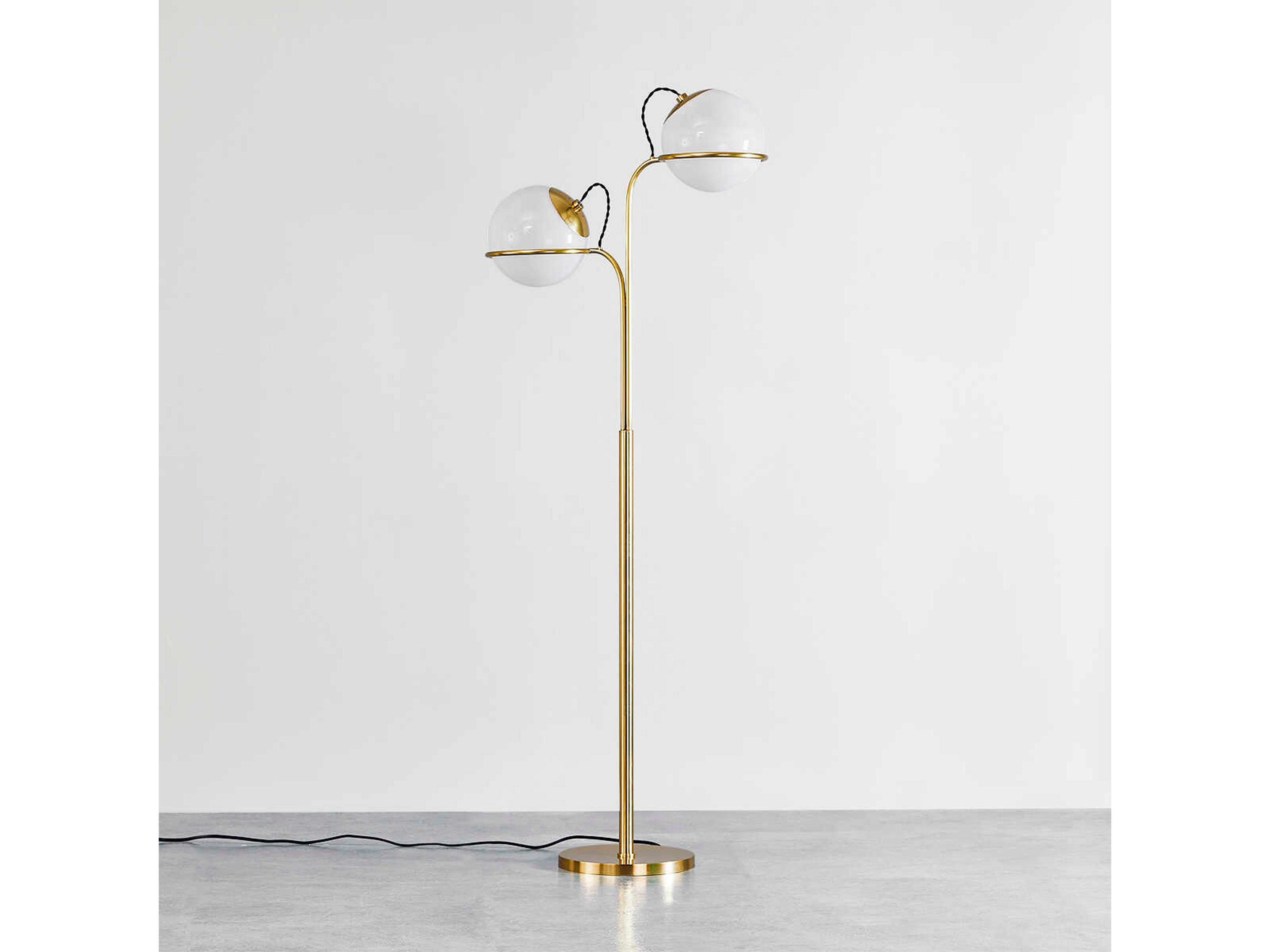 Hudson Valley Hingham Aged Brass Cloud Glass Floor Lamp