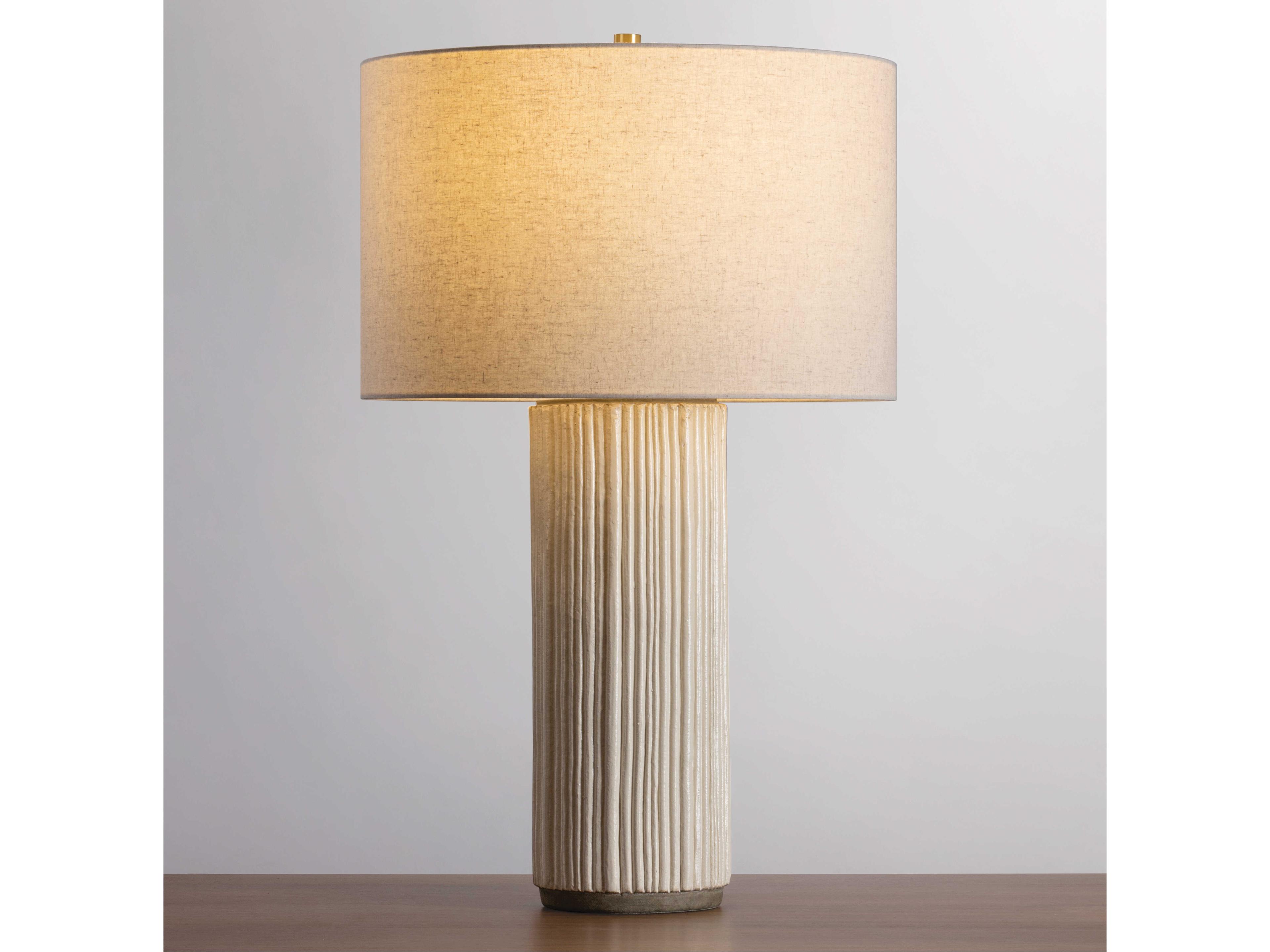 Hudson Valley Crestwood Aged Brass Ceramic Fluted Ivory White Buffet Lamp