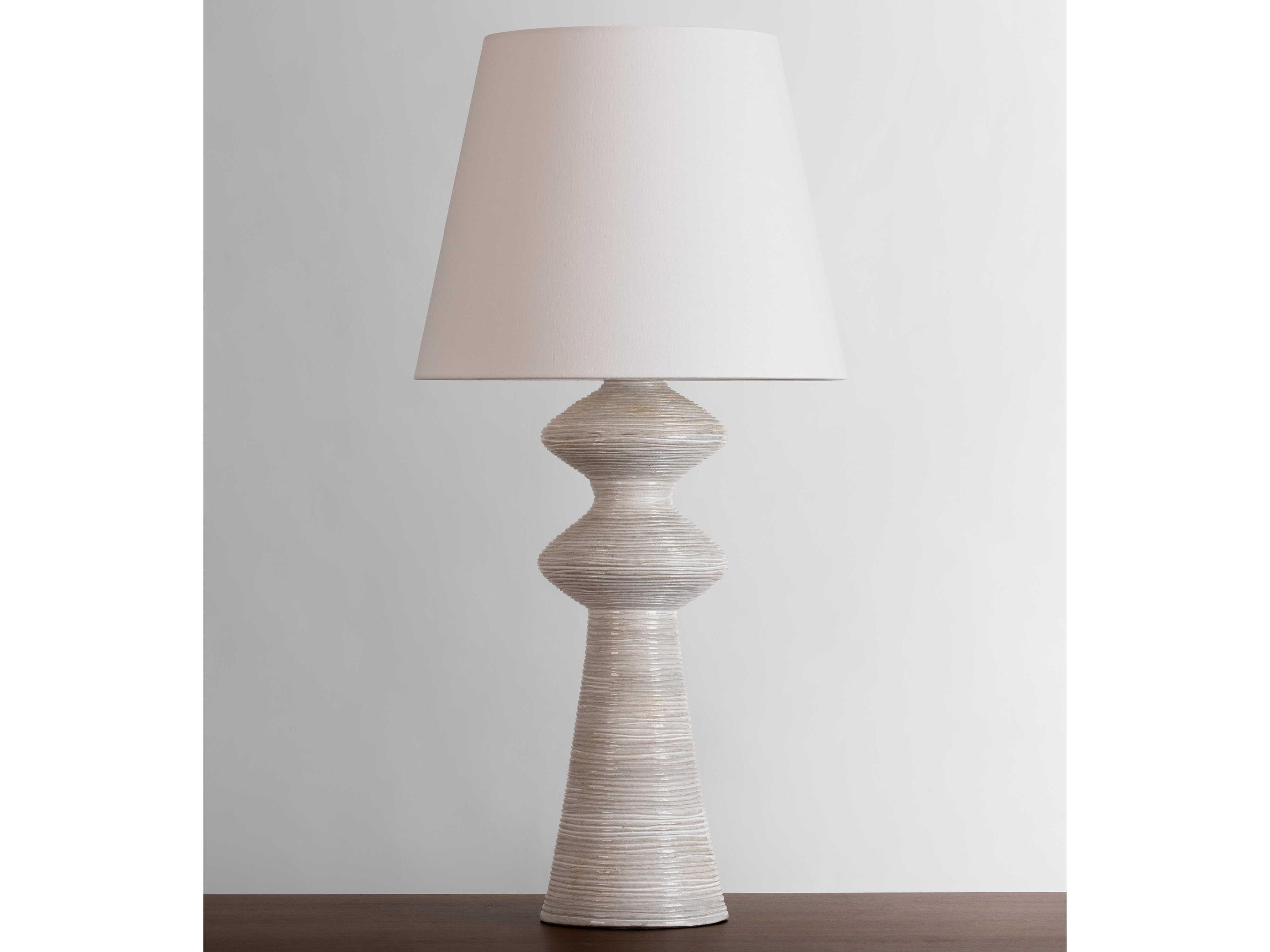 Hudson Valley Steinway Aged Brass Ceramic Snowbank White Linen Gray Buffet Lamp