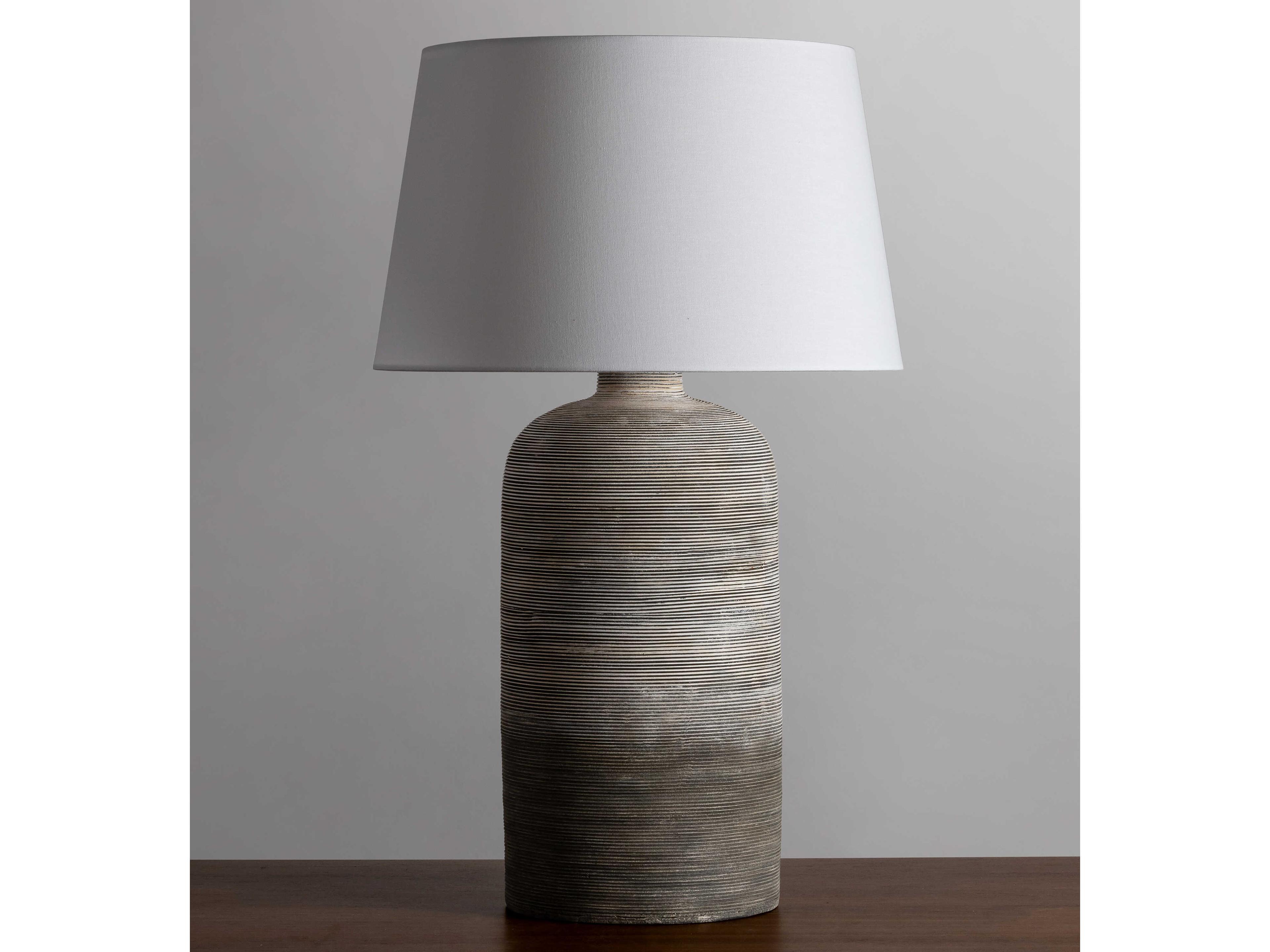 Hudson Valley Sutton Manor Aged Brass Ceramic Cream Shadow White Linen Gray Buffet Lamp